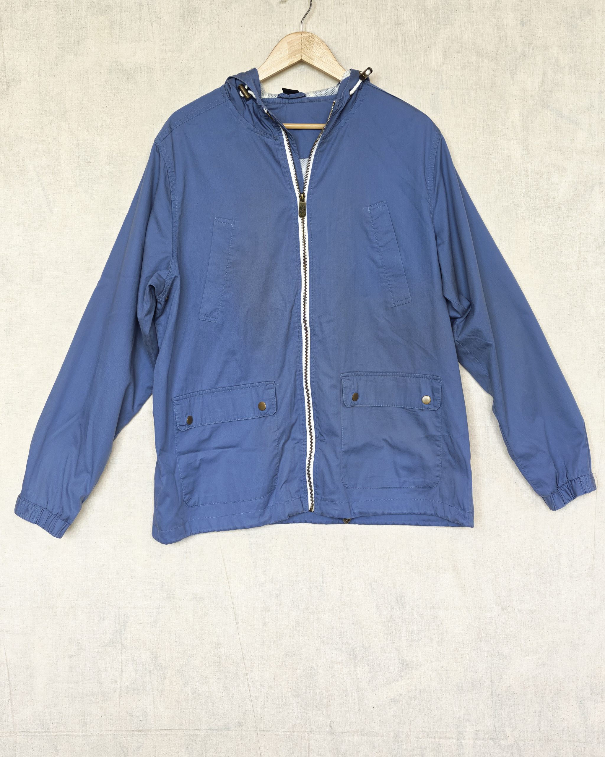 Cotton Traders Mid Blue Hooded Jacket Large Cotton Outdoor