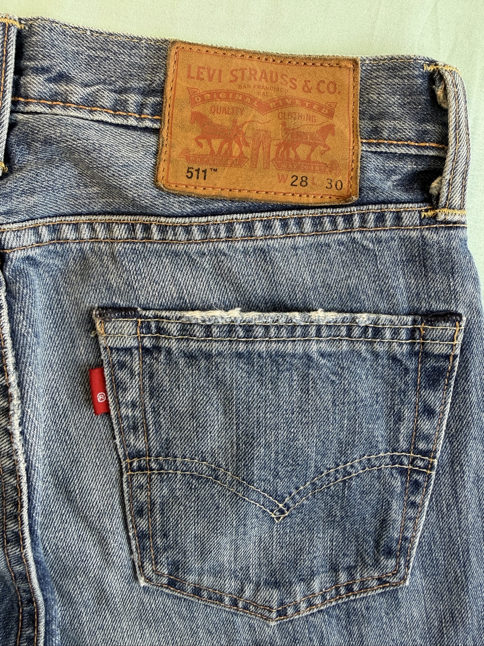Levi's Blue 511 Slim Fit Denim Jeans 28 Waist 30 Length image 5