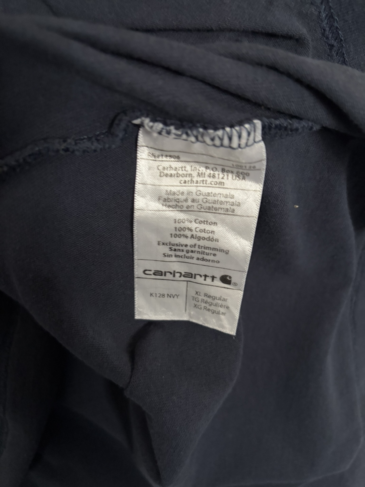 Carhartt K128 Henley Long Sleeve T-Shirt Mens XL Navy Pocket Tee Original Fit image 4