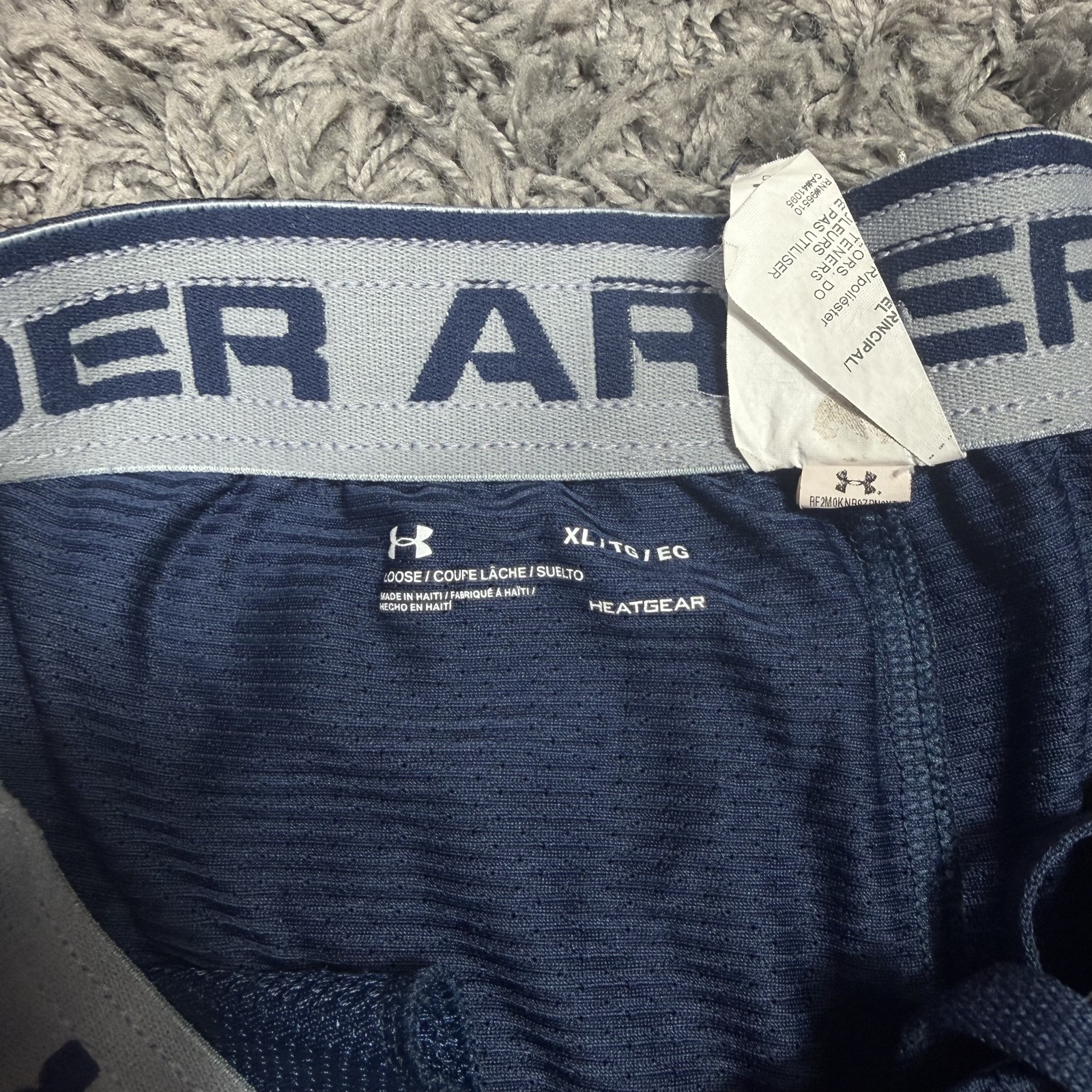 Under Armour Navy & Grey Athletic Shorts XL Loose Fit HeatGear image 6