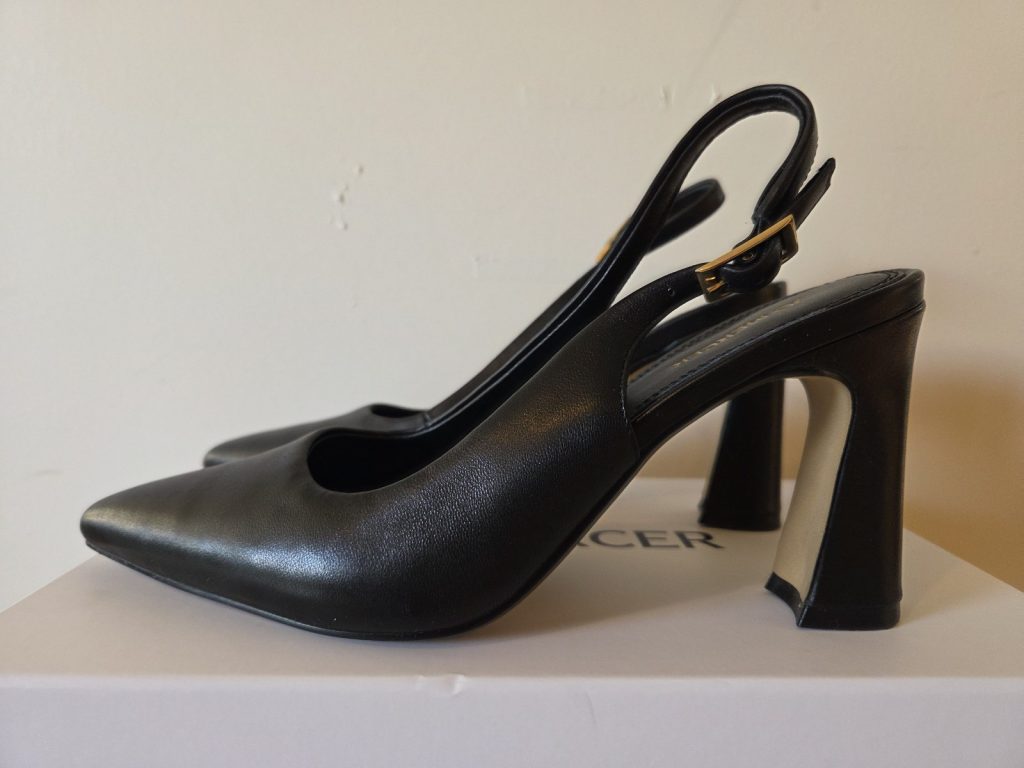 Jo Mercer Black Leather Slingback Heels UK 5, EU 38