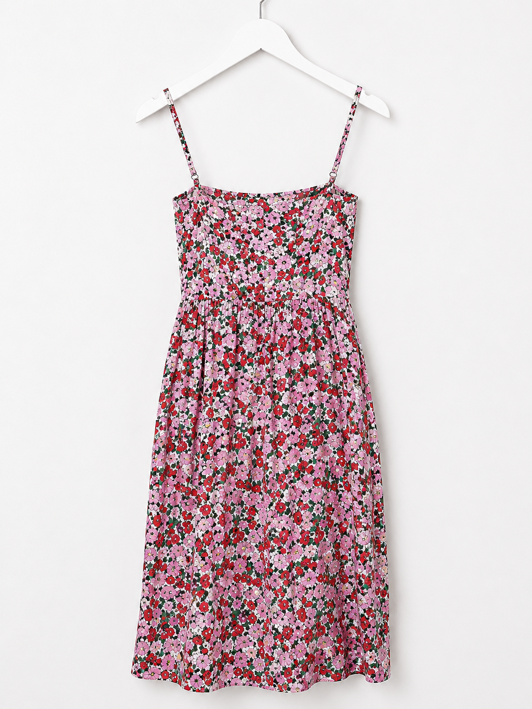 Miss Selfridge Floral Cami Dress Size 10 Pink Red Summer Strappy Midi Sundress image 2