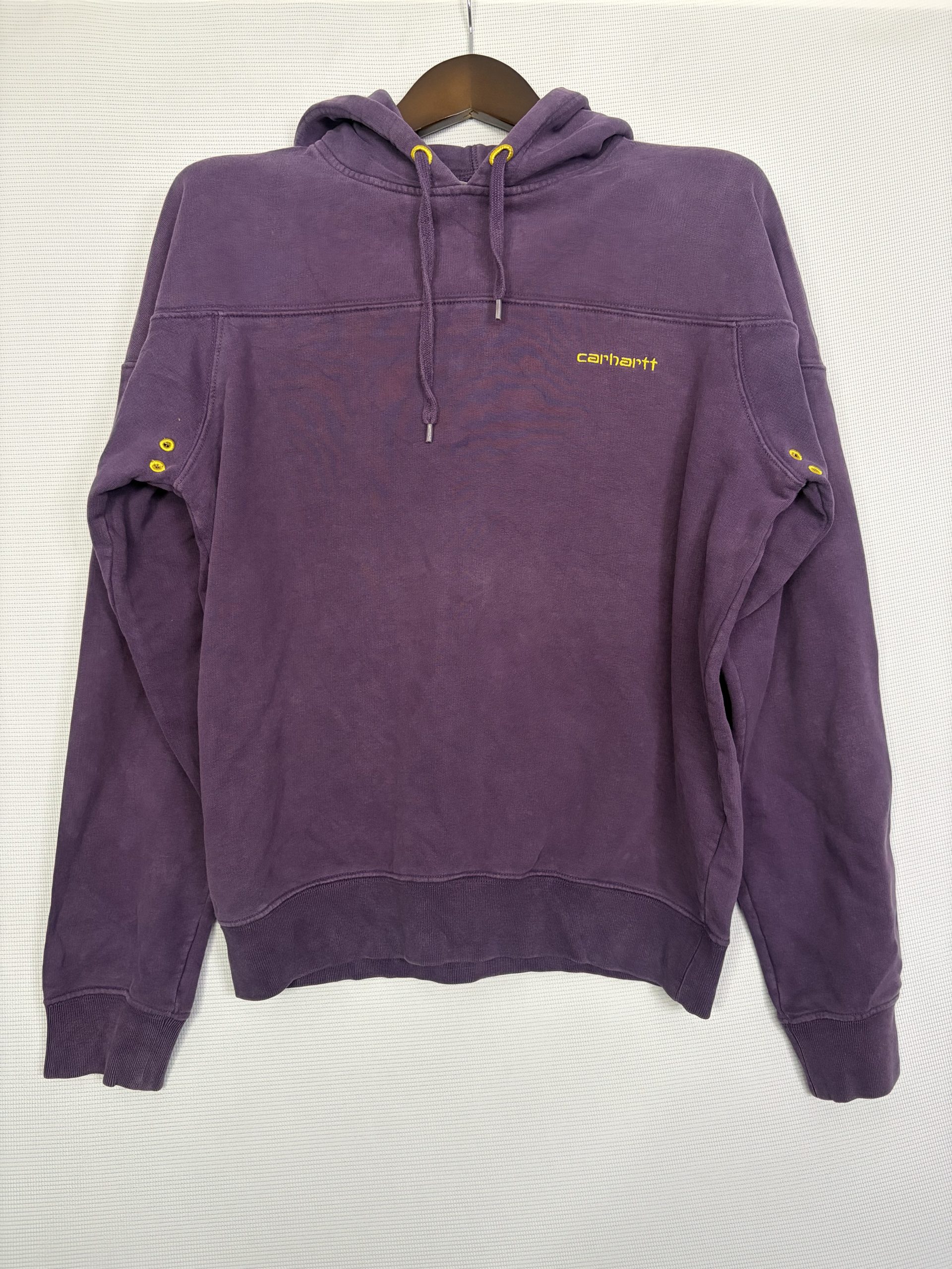 Carhartt WIP Hooded Insert Sweat Mens S Washed Purple Yellow Script Hoodie