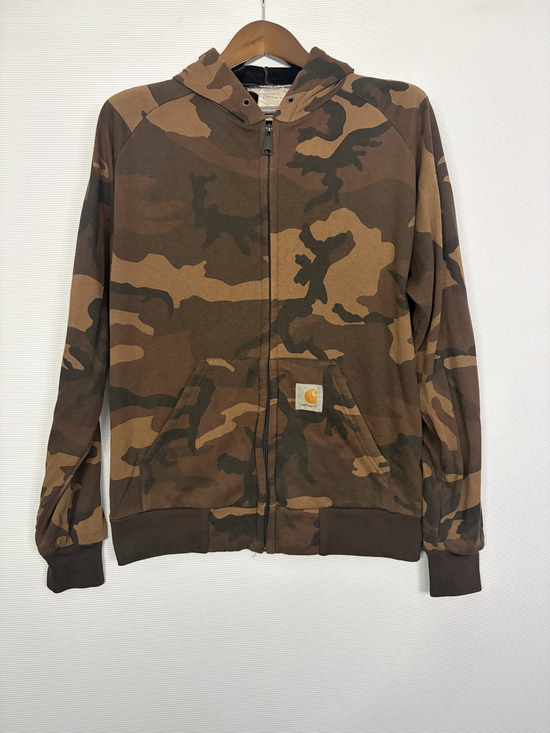 Carhartt WIP Camo Zip Hoodie Jacket Mens M Brown Camo Lined Vintage Streetwear