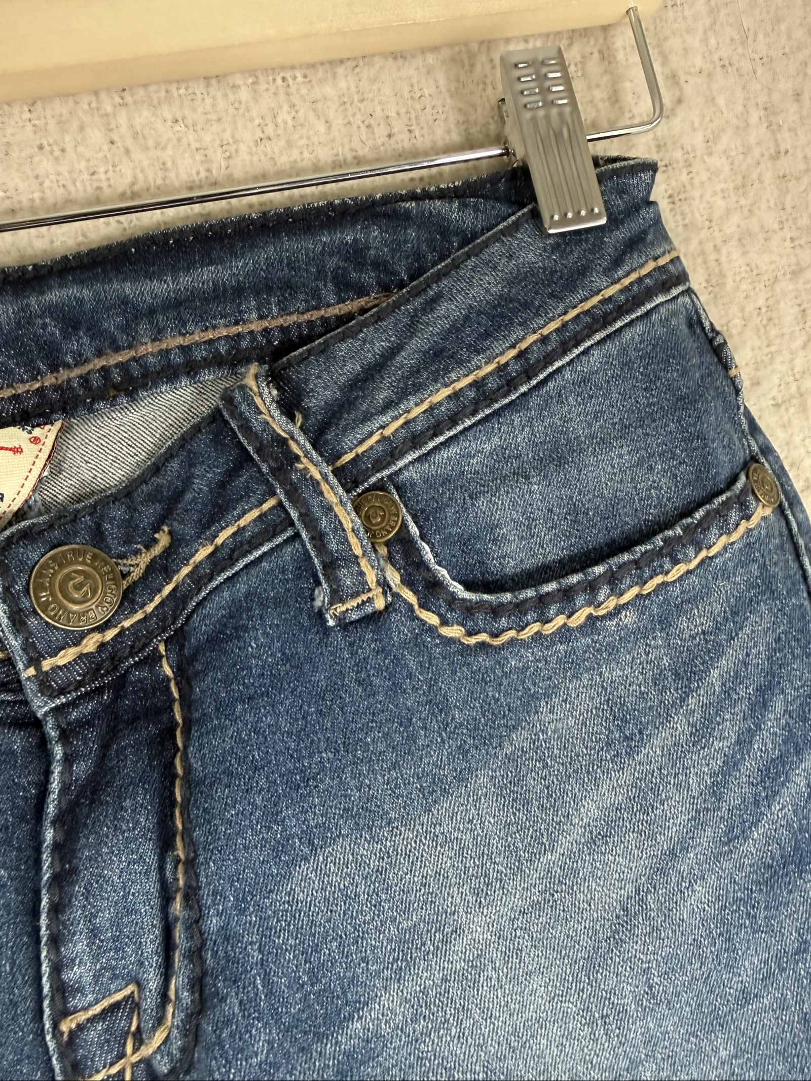 True Religion Blue Distressed Skinny Jeans 28 Made in USA Classic Denim image 2
