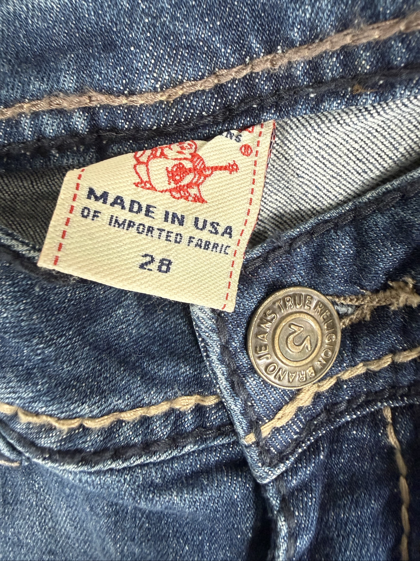 True Religion Blue Distressed Skinny Jeans 28 Made in USA Classic Denim image 3