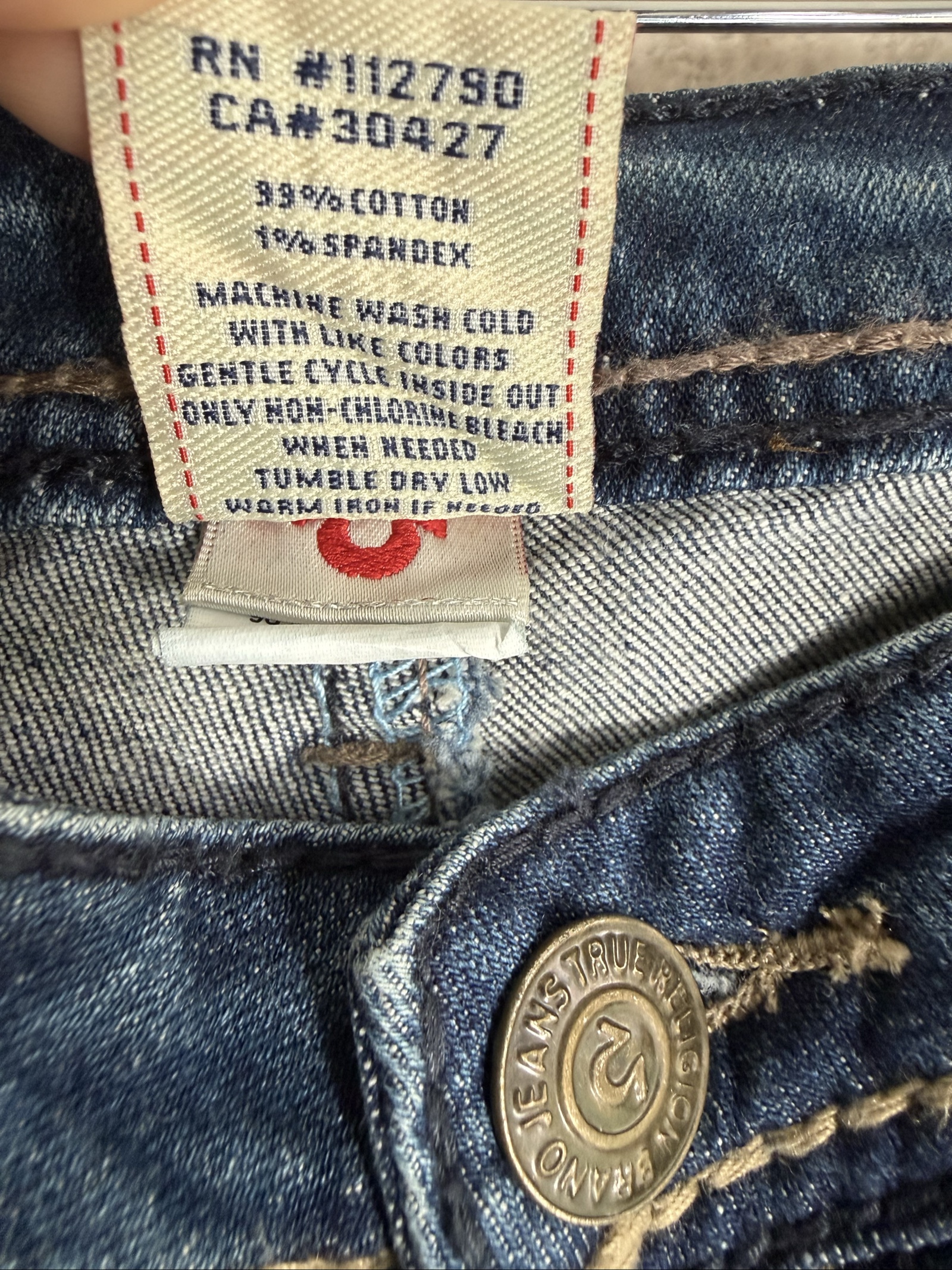 True Religion Blue Distressed Skinny Jeans 28 Made in USA Classic Denim image 4