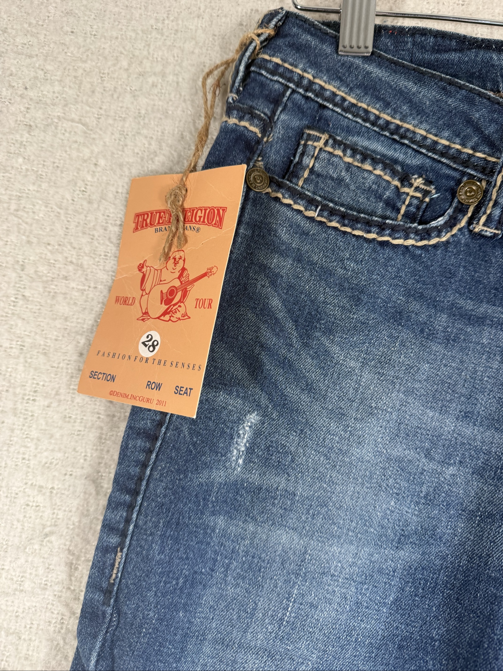 True Religion Blue Distressed Skinny Jeans 28 Made in USA Classic Denim image 5