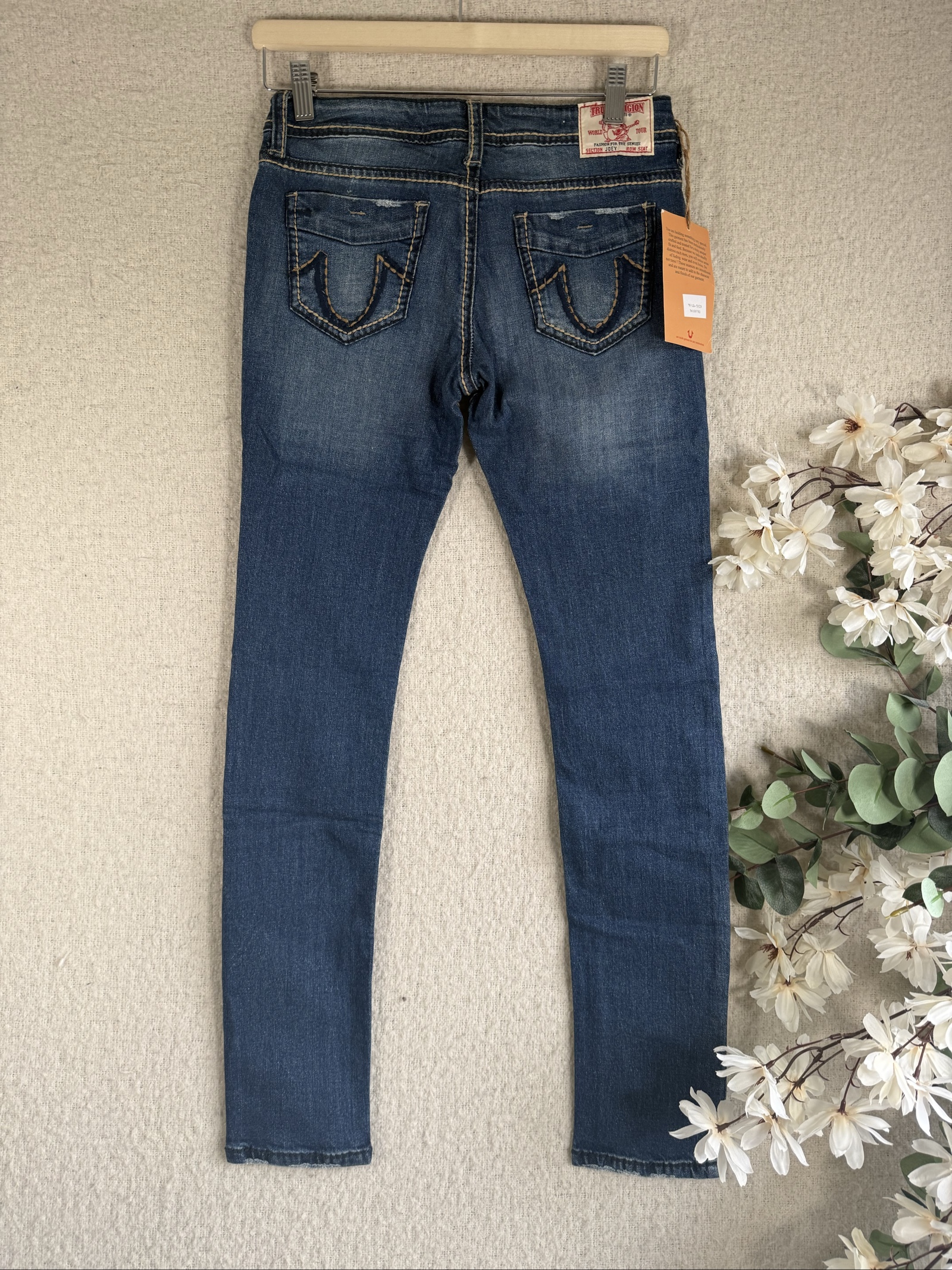 True Religion Blue Distressed Skinny Jeans 28 Made in USA Classic Denim image 6