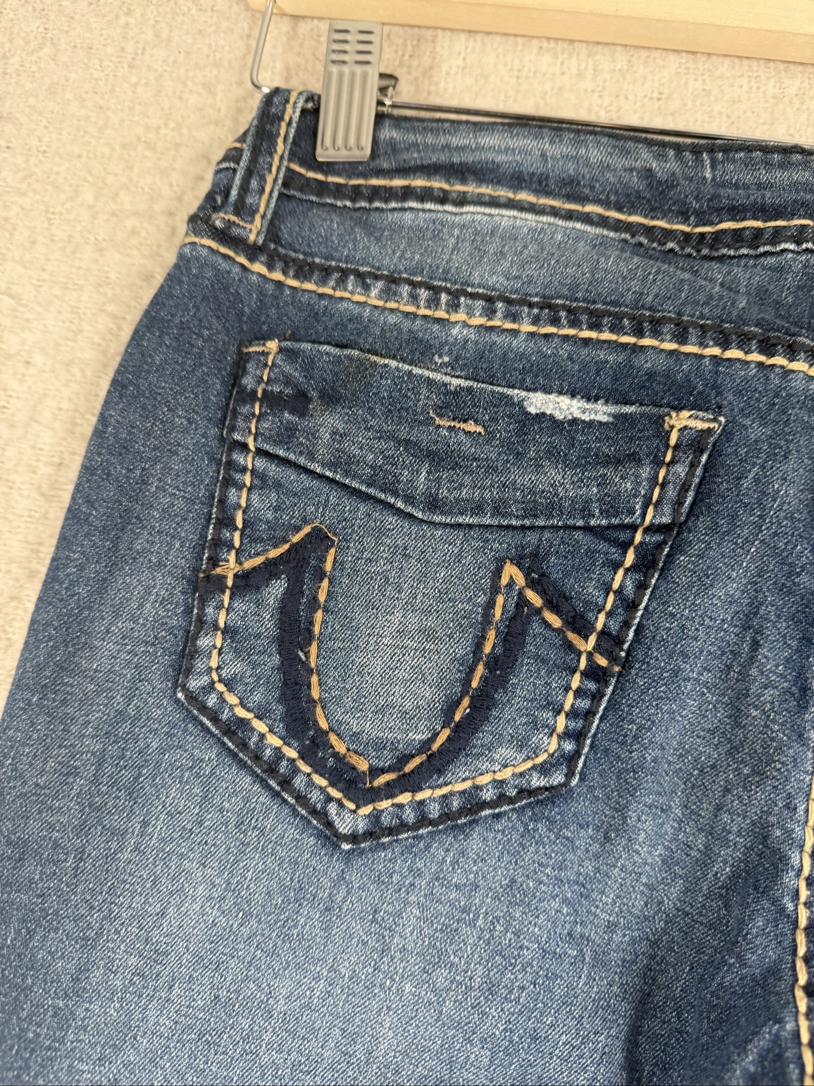 True Religion Blue Distressed Skinny Jeans 28 Made in USA Classic Denim image 8