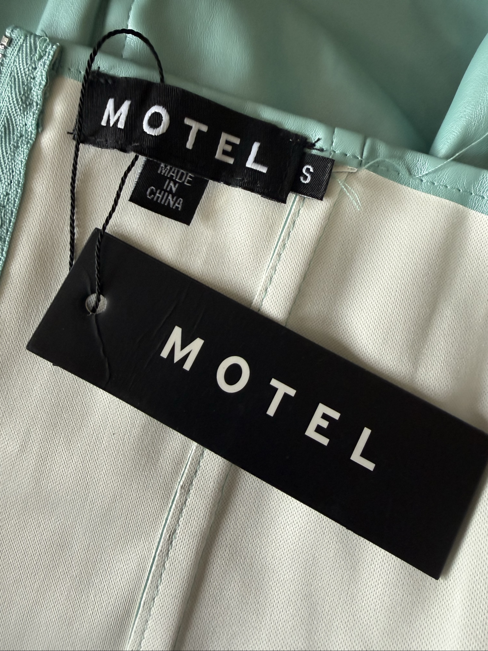 Motel Pale Blue Faux Leather Corset Top UK Small Stylish Summer Party image 4