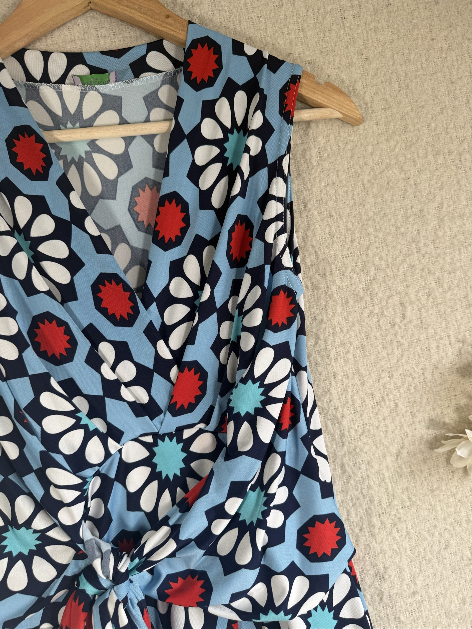 Ingenue Blue Floral Print Wrap Dress UK 12 Sleeveless Summer Midi Dress image 2