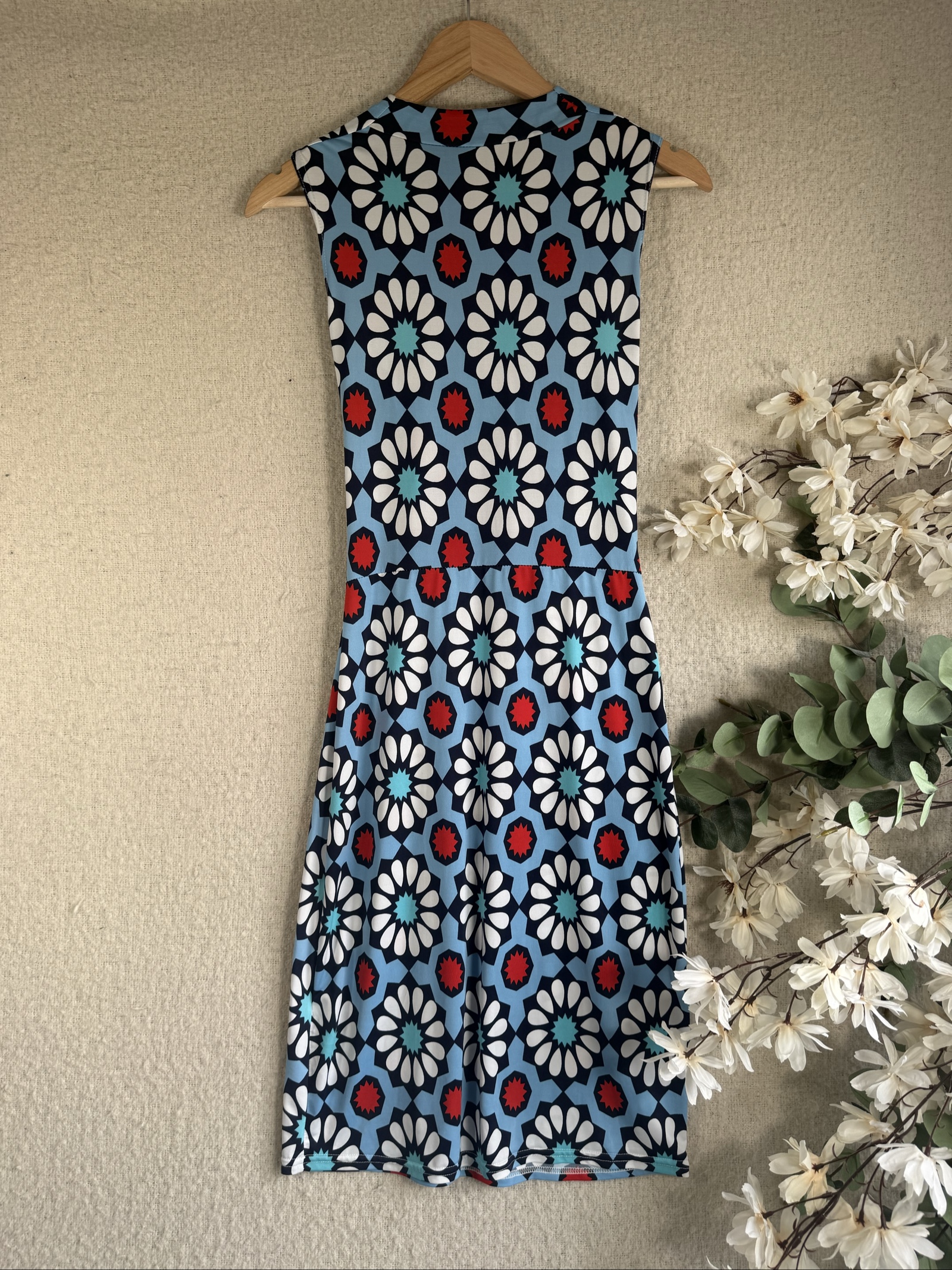 Ingenue Blue Floral Print Wrap Dress UK 12 Sleeveless Summer Midi Dress image 5