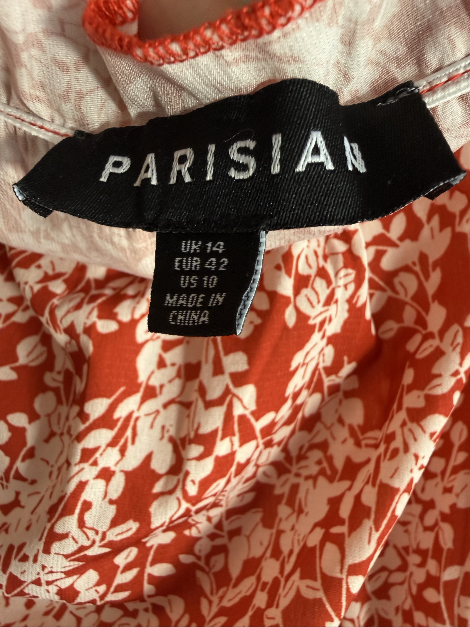Parisian Red & White Floral Off Shoulder Dress UK 14 Lightweight Summer Dress image 3