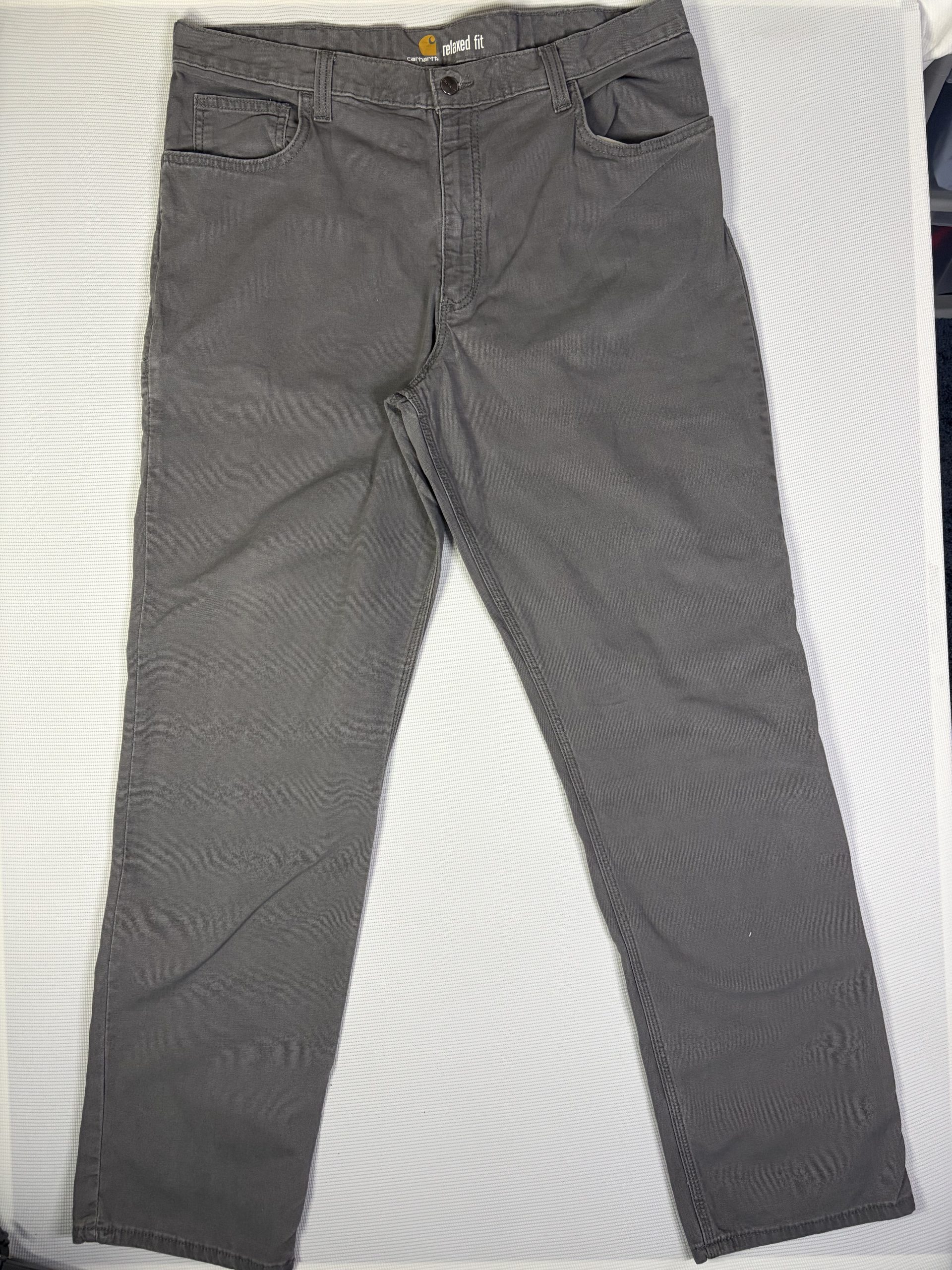 Carhartt Relaxed Fit Pants Mens W38 L34 Grey Stretch Chino Workwear Trousers