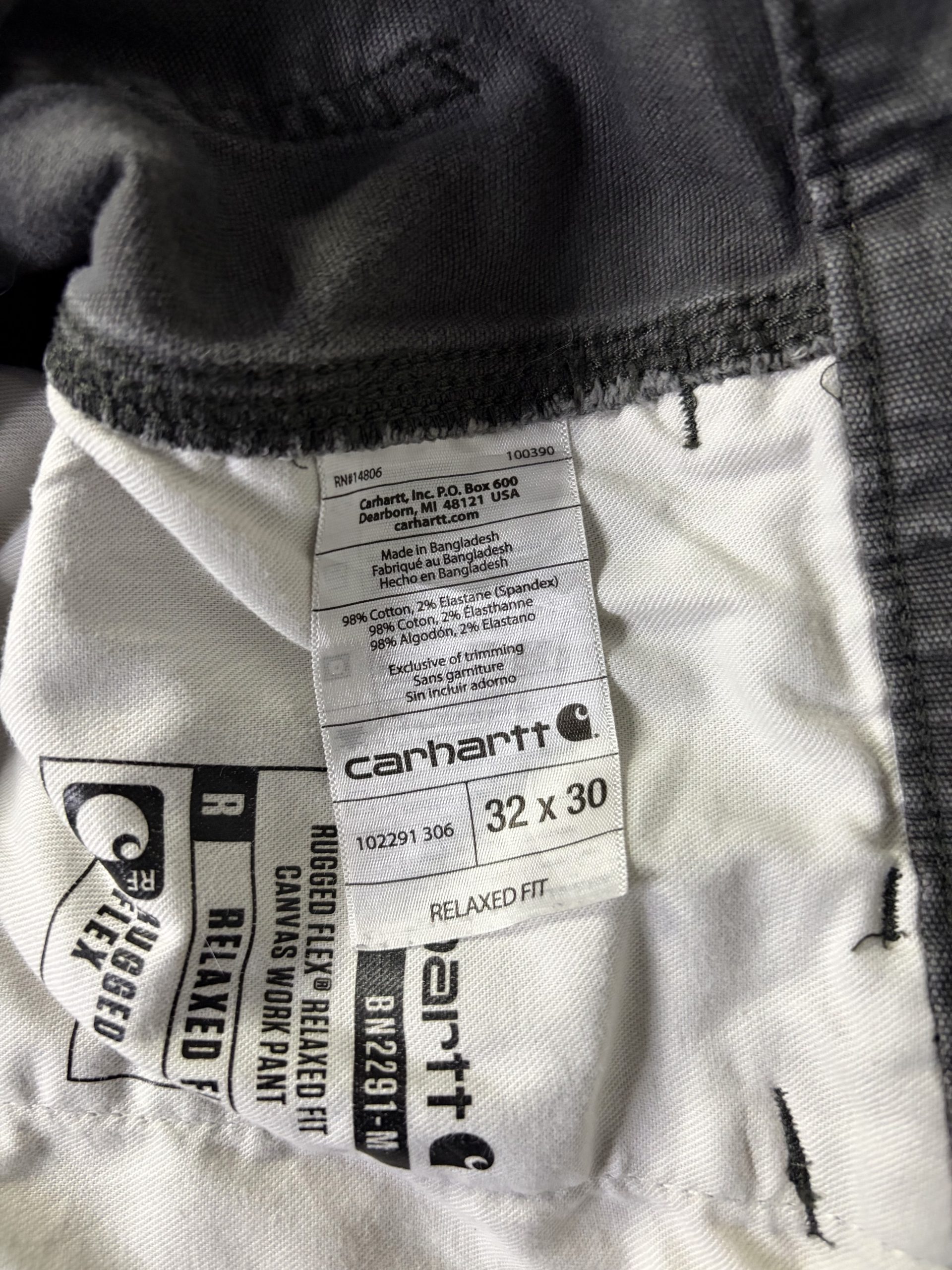 Carhartt Rugged Flex Relaxed Fit Canvas Work Pants Mens W32 L30 Grey Cotton Stretch Workwear image 4