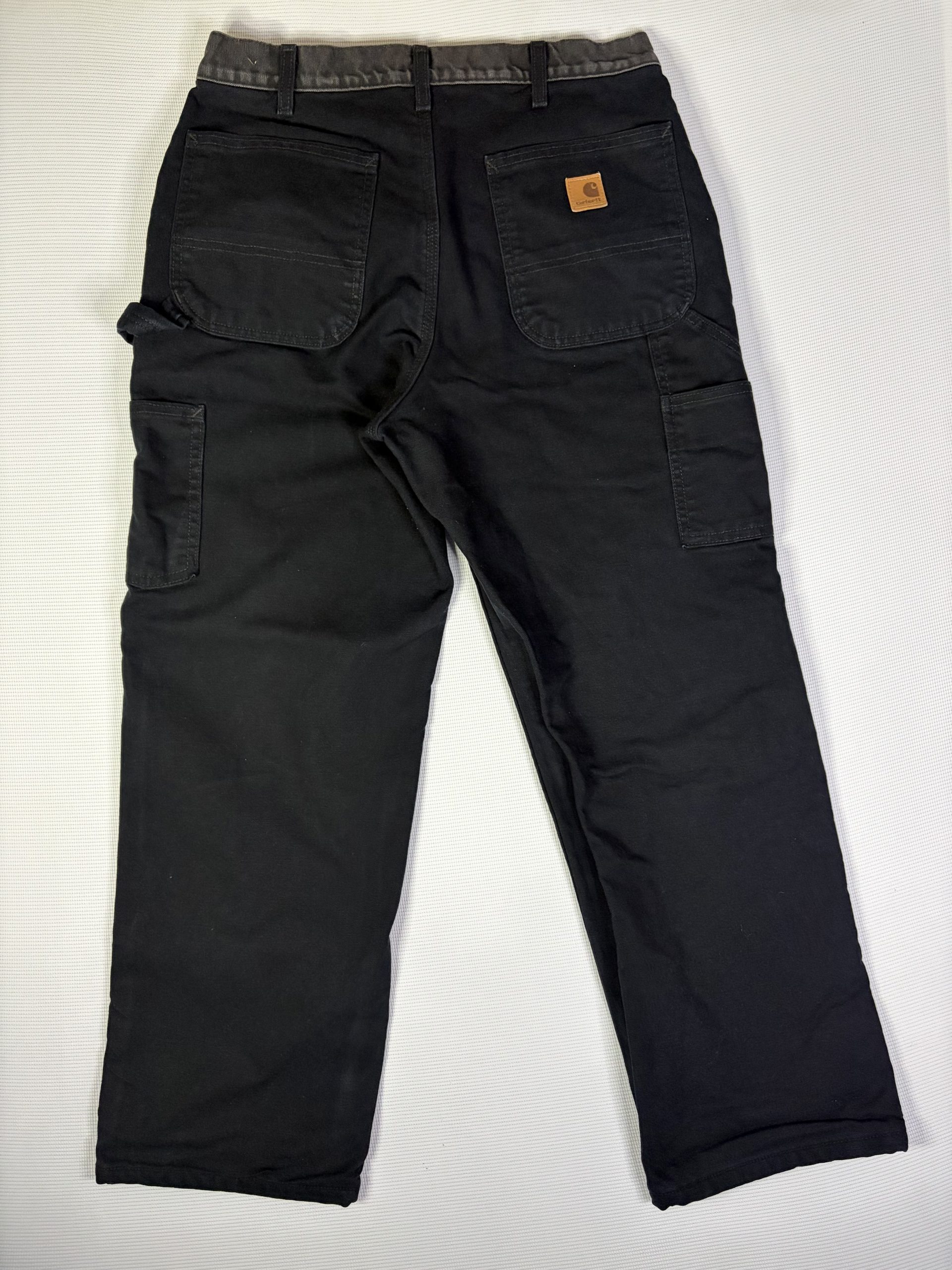 Carhartt Original Dungaree Fit Pants Mens W32 L30 Black Flannel Lined Workwear image 5
