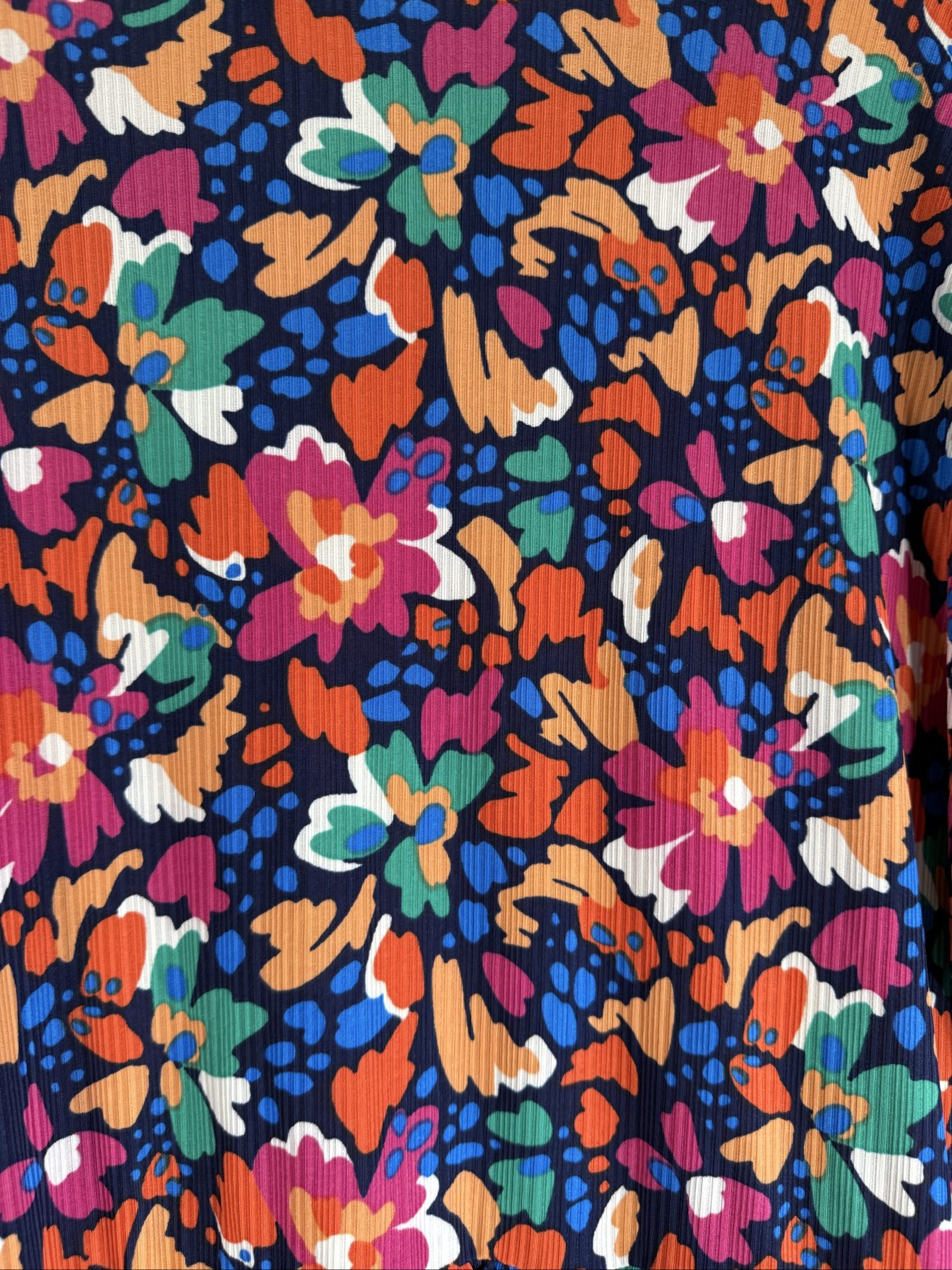 Blue Vanilla Navy Multi Floral Print Ruffle Sleeve Top UK M/L Casual Boho image 6