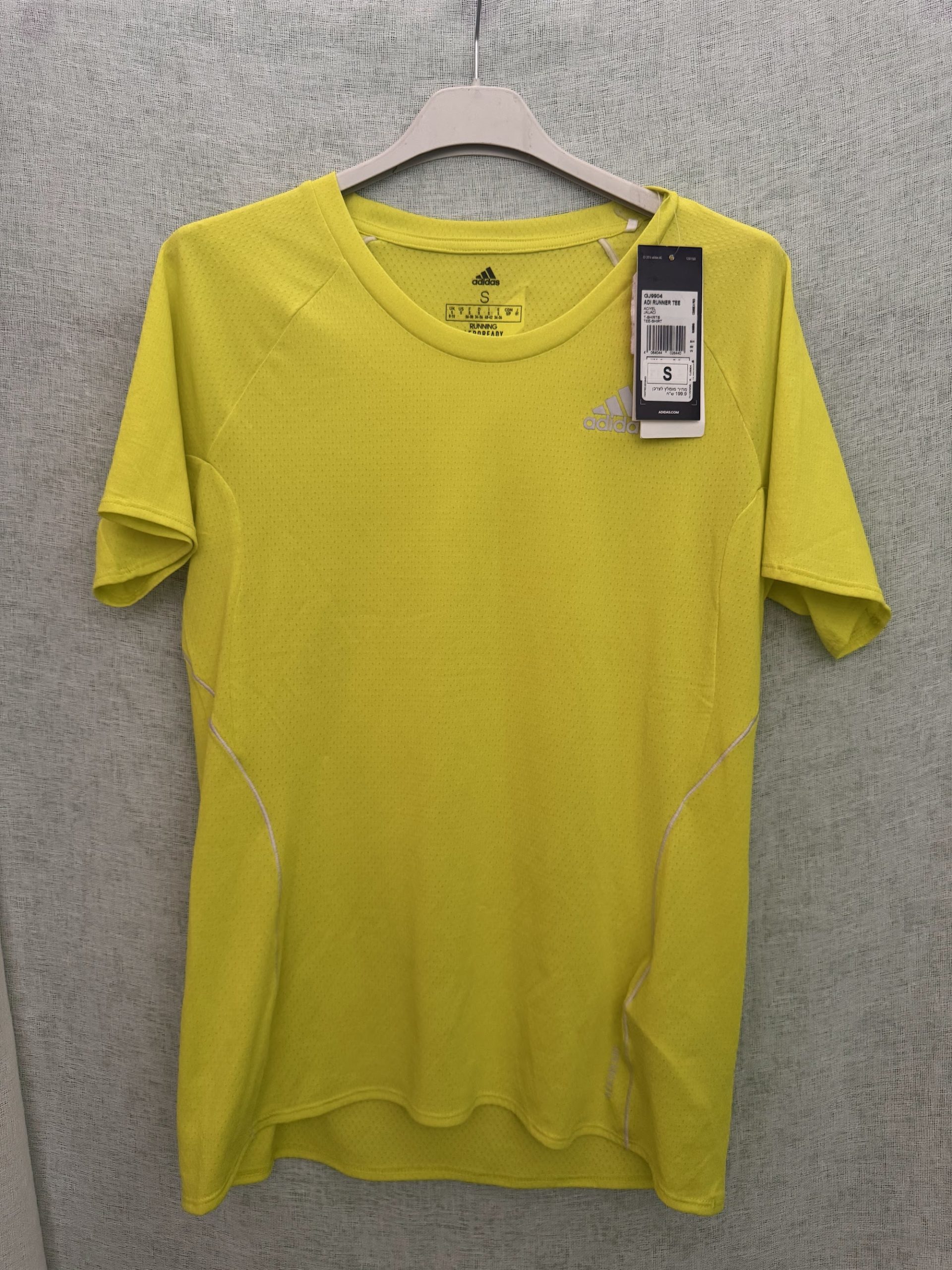 Camiseta Adidas Adi Runner Tee (GJ9904) – Amarillo ácido, talla S, nueva