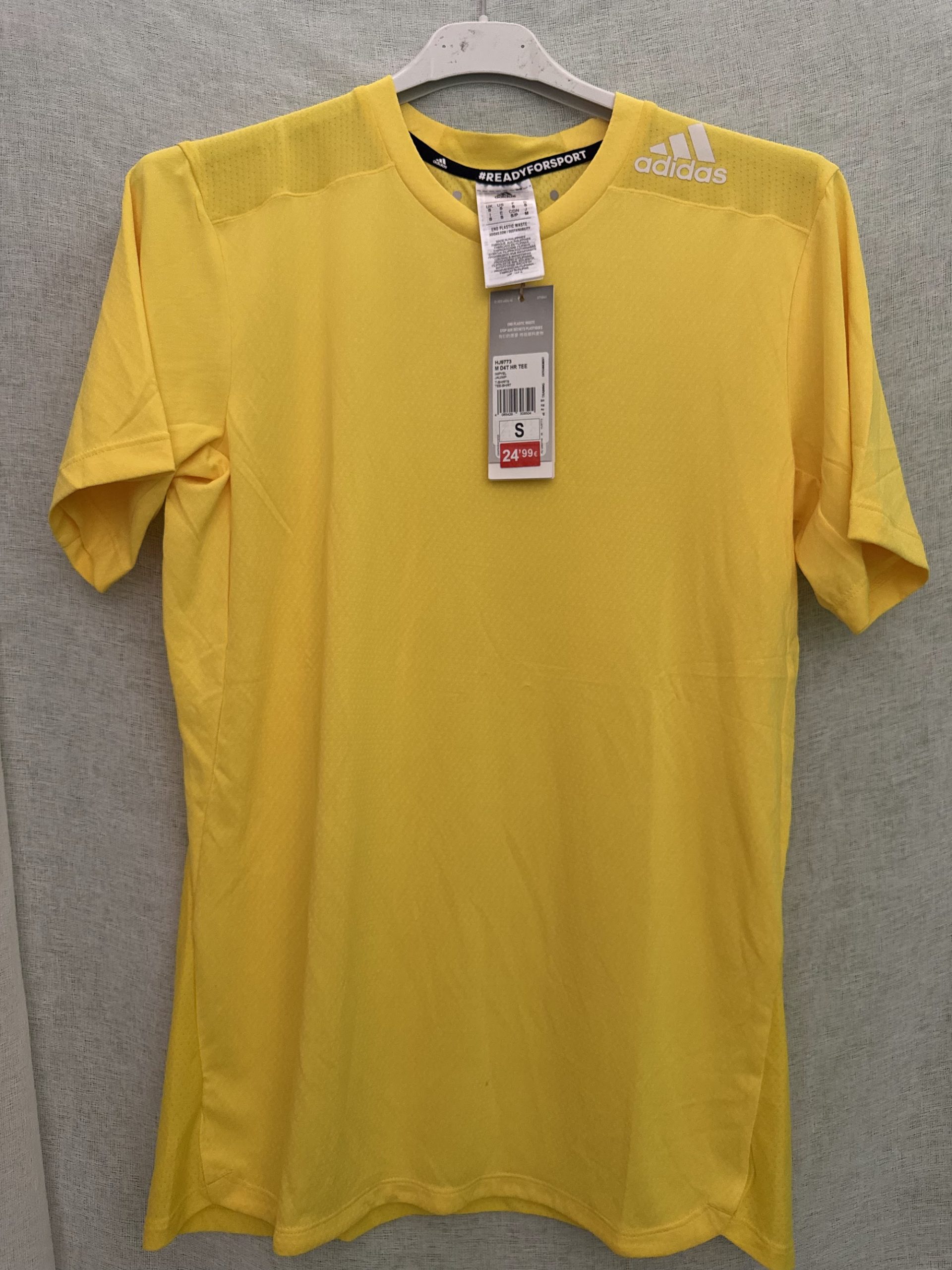 Camiseta Adidas D4T HR Tee HEAT.RDY – Amarillo, talla S, nueva
