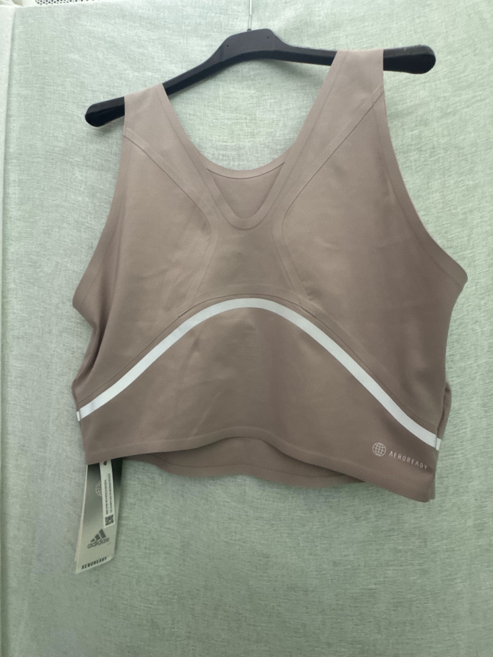 Top corto Adidas AEROREADY Running – Malva, talla XL, nuevo
