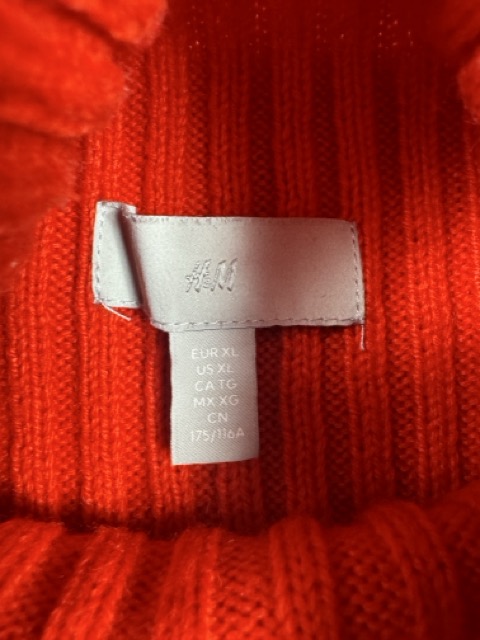 H&M Red Ribbed Roll Neck Jumper XL image 3