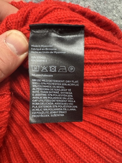 H&M Red Ribbed Roll Neck Jumper XL image 4
