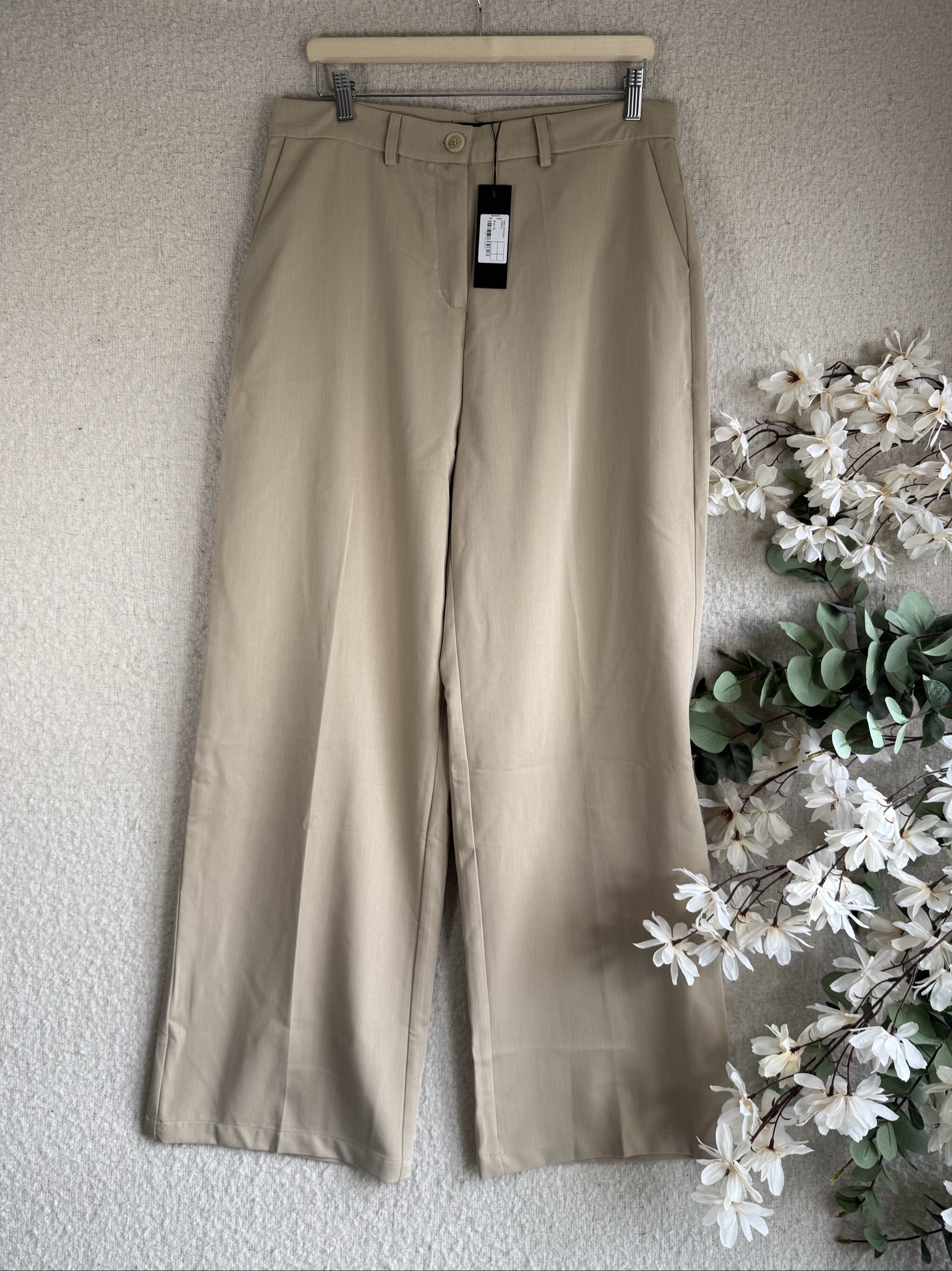 Motel Tan Wide Leg Trousers XL High Waist Casual Chino Pants Women