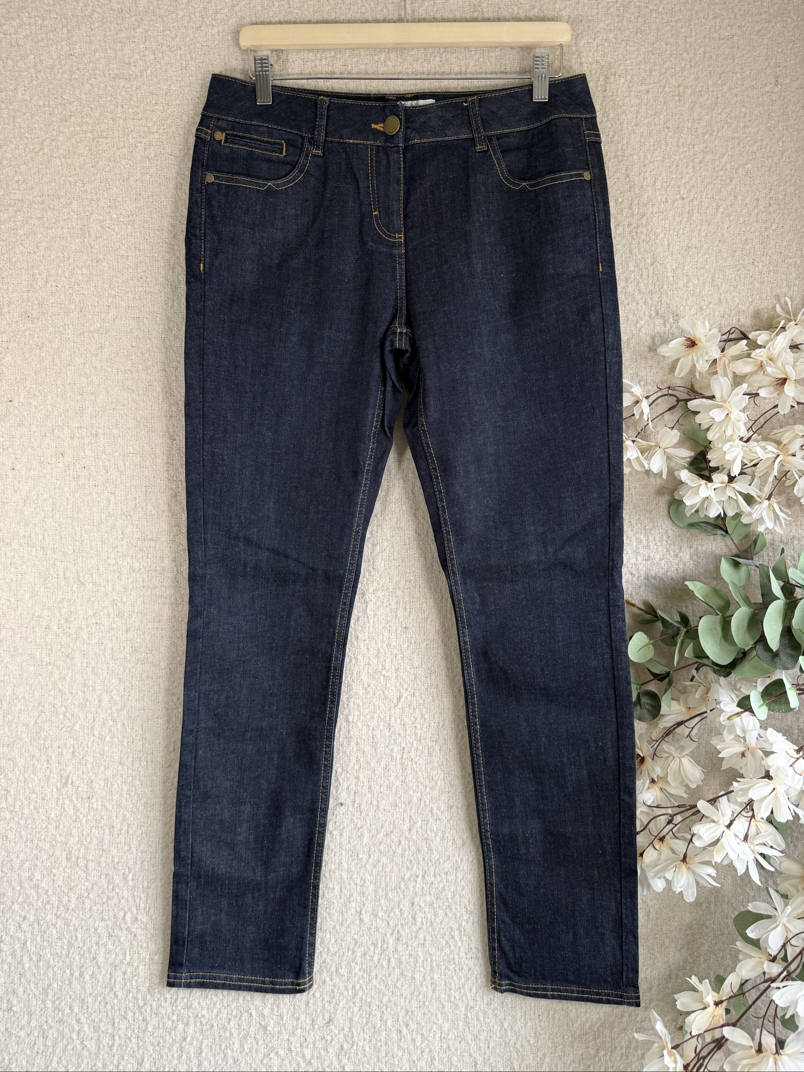 Jasper Conran Dark Blue Skinny Jeans UK 14 Stylish Comfortable Denim Trousers