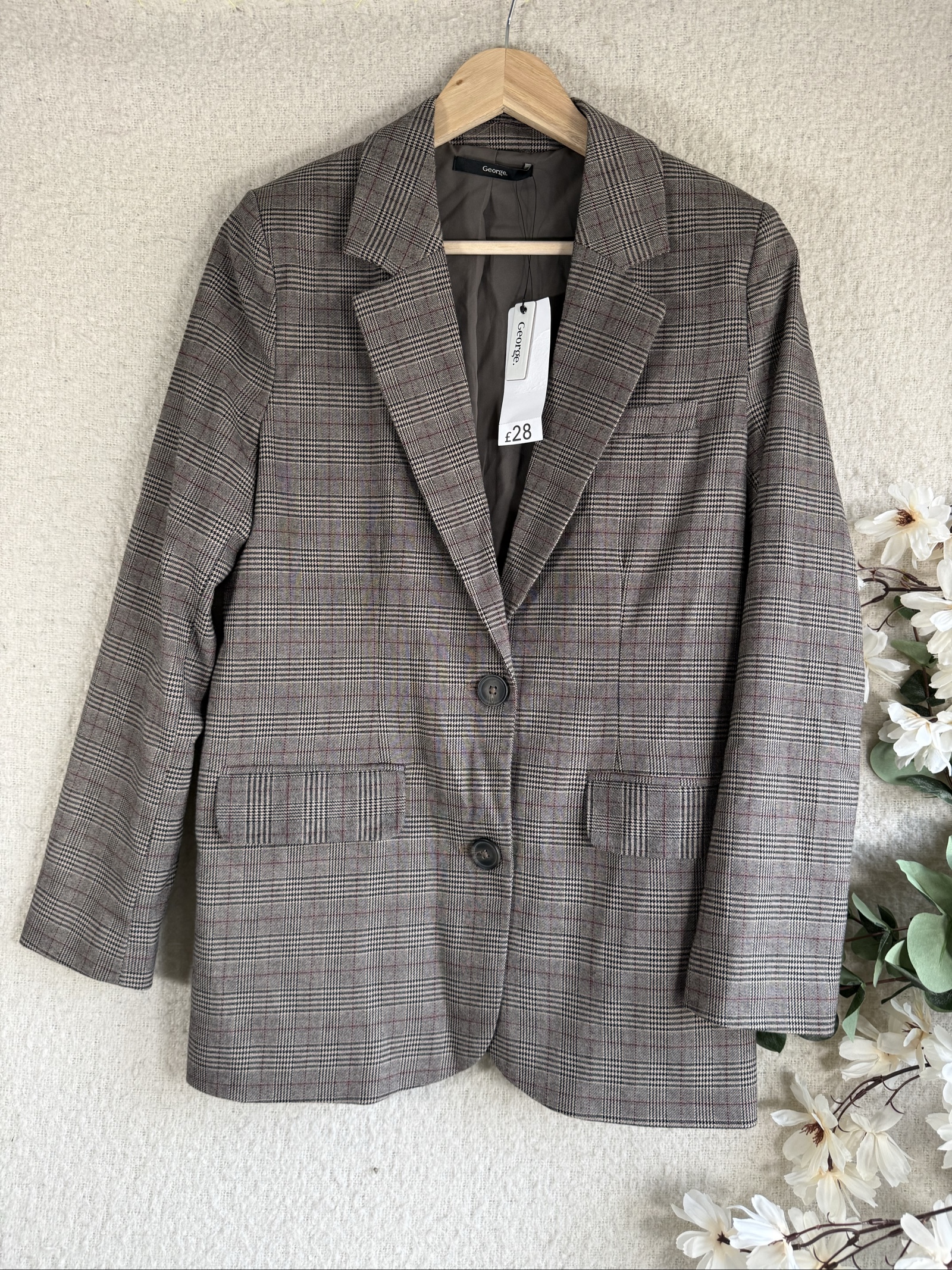 George Brown Check Blazer Jacket UK 10 Tailored Classic Style