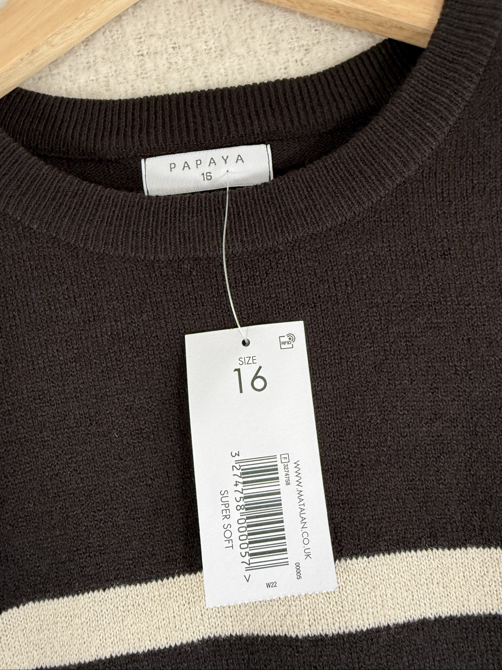 Papaya Black & White Sleeveless Knit Jumper Top UK 16 Striped Super Soft image 3