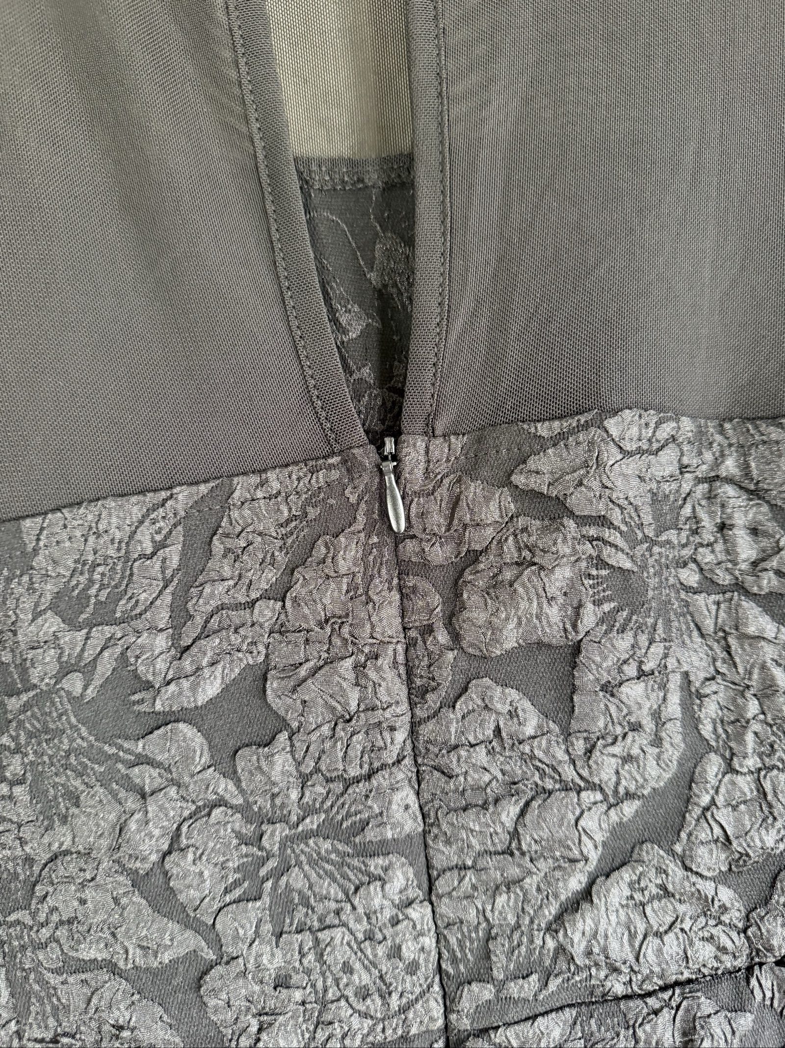 Shein Black Mesh Sleeve Floral Jacquard Mini Dress Large UK 14 image 5