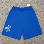 Under Armour Blue Athletic Shorts Medium Polyester Pockets Made in Honduras