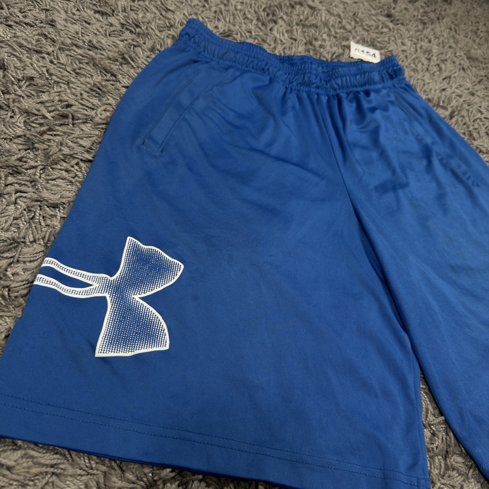 Under Armour Blue Athletic Shorts Medium Polyester Pockets Made in Honduras image 2