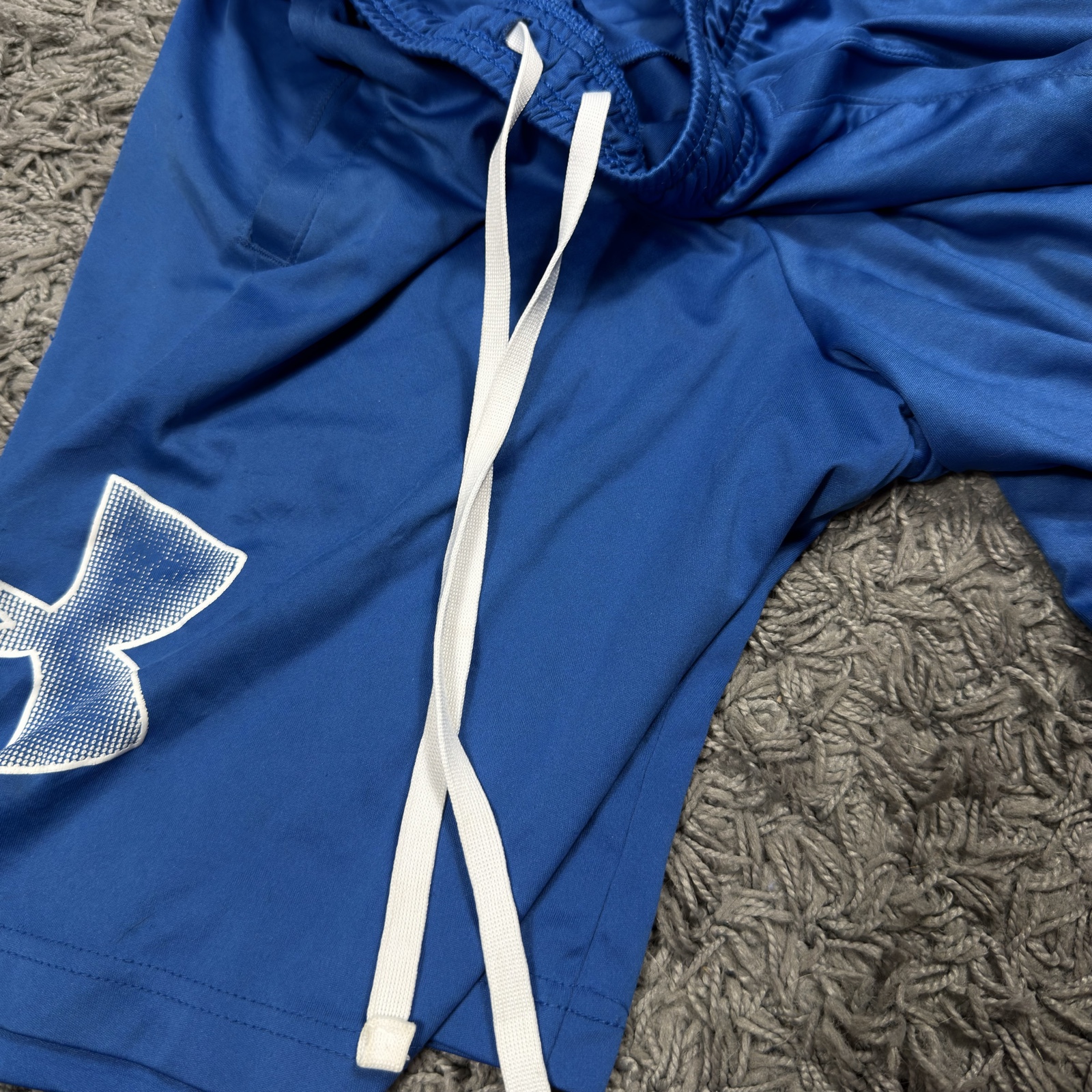 Under Armour Blue Athletic Shorts Medium Polyester Pockets Made in Honduras image 8