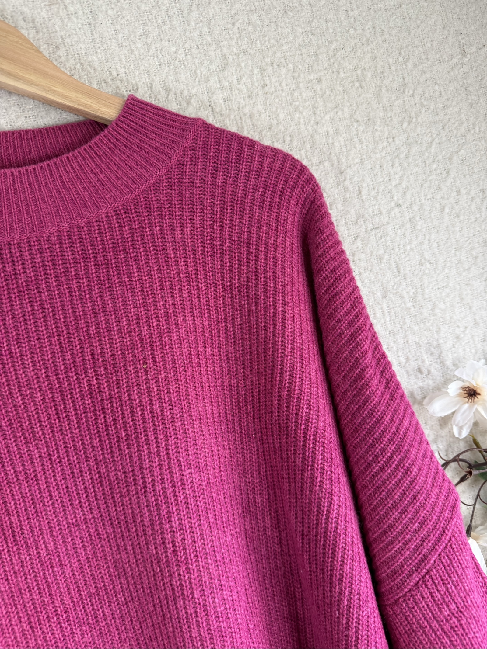 Barbour Pink Rib Knit Sweater Small Soft Fall Winter Casual Jumper image 2