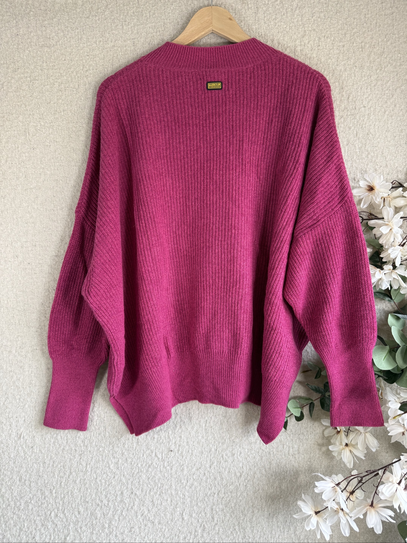 Barbour Pink Rib Knit Sweater Small Soft Fall Winter Casual Jumper image 4