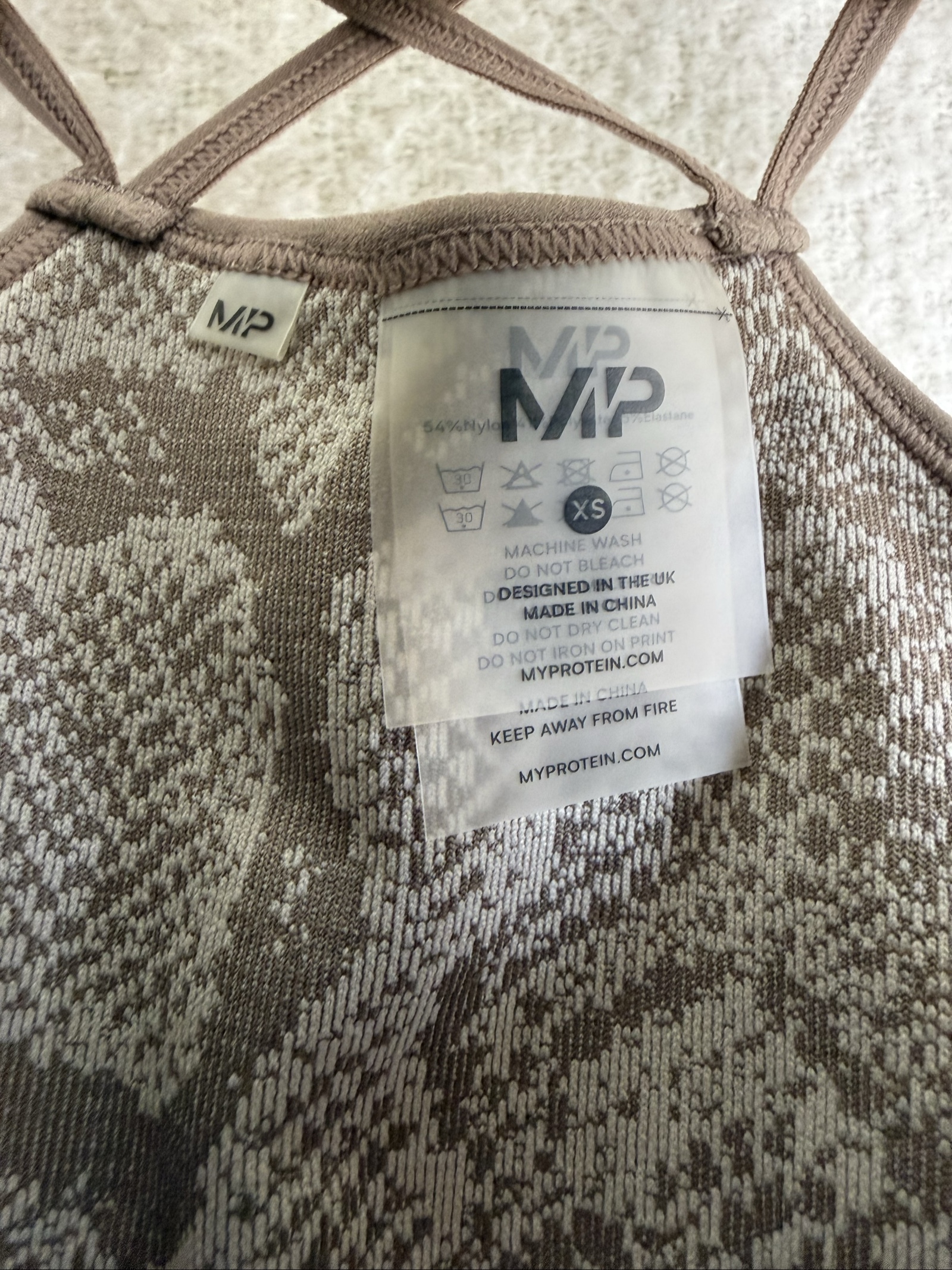 MyProtein Taupe Snake Print Seamless Crop Top and Leggings Set XS Activewear image 3