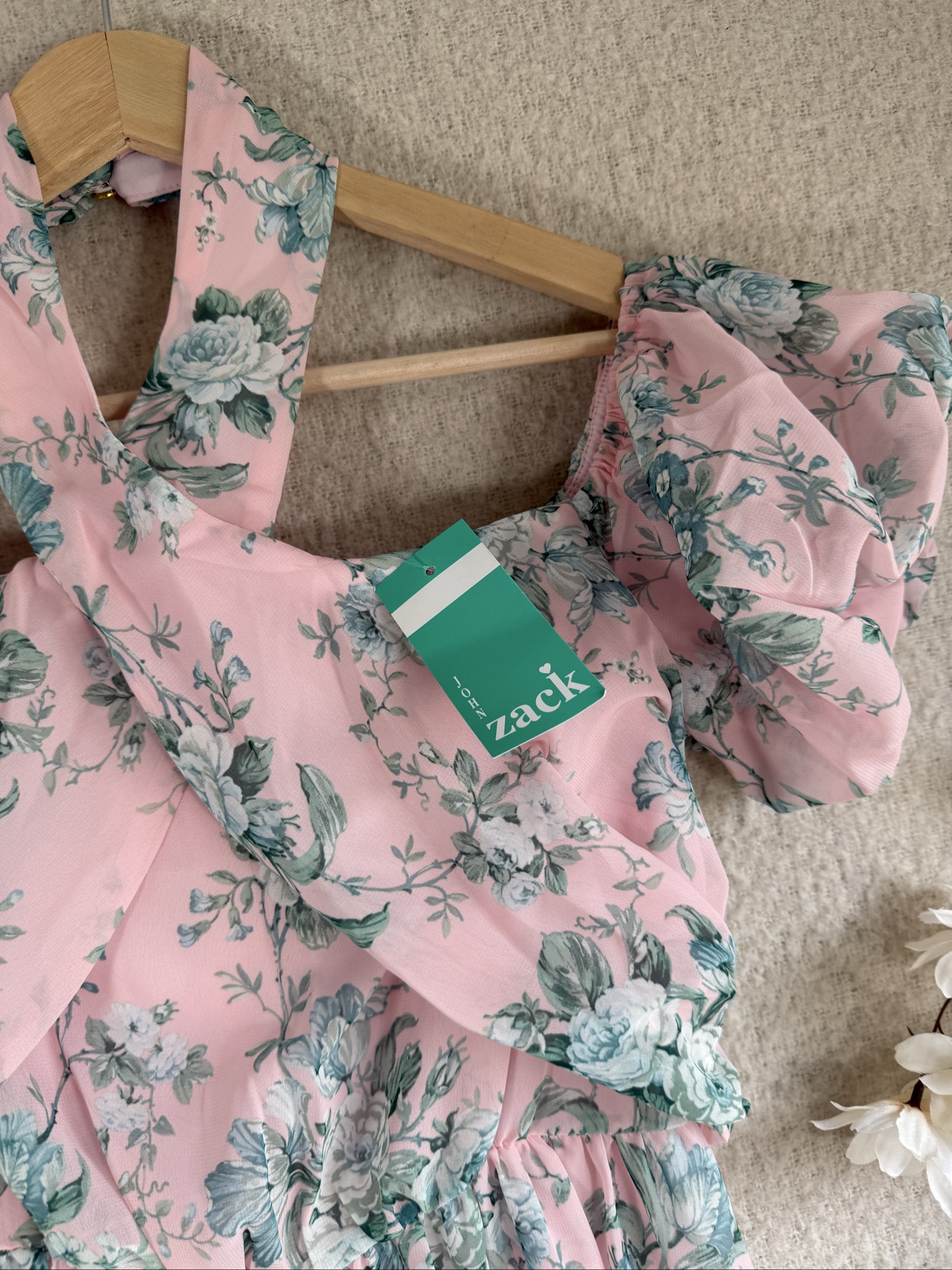 Zack Pink Floral Maxi Dress UK 10 Puff Sleeve Elegant Summer Occasion image 2