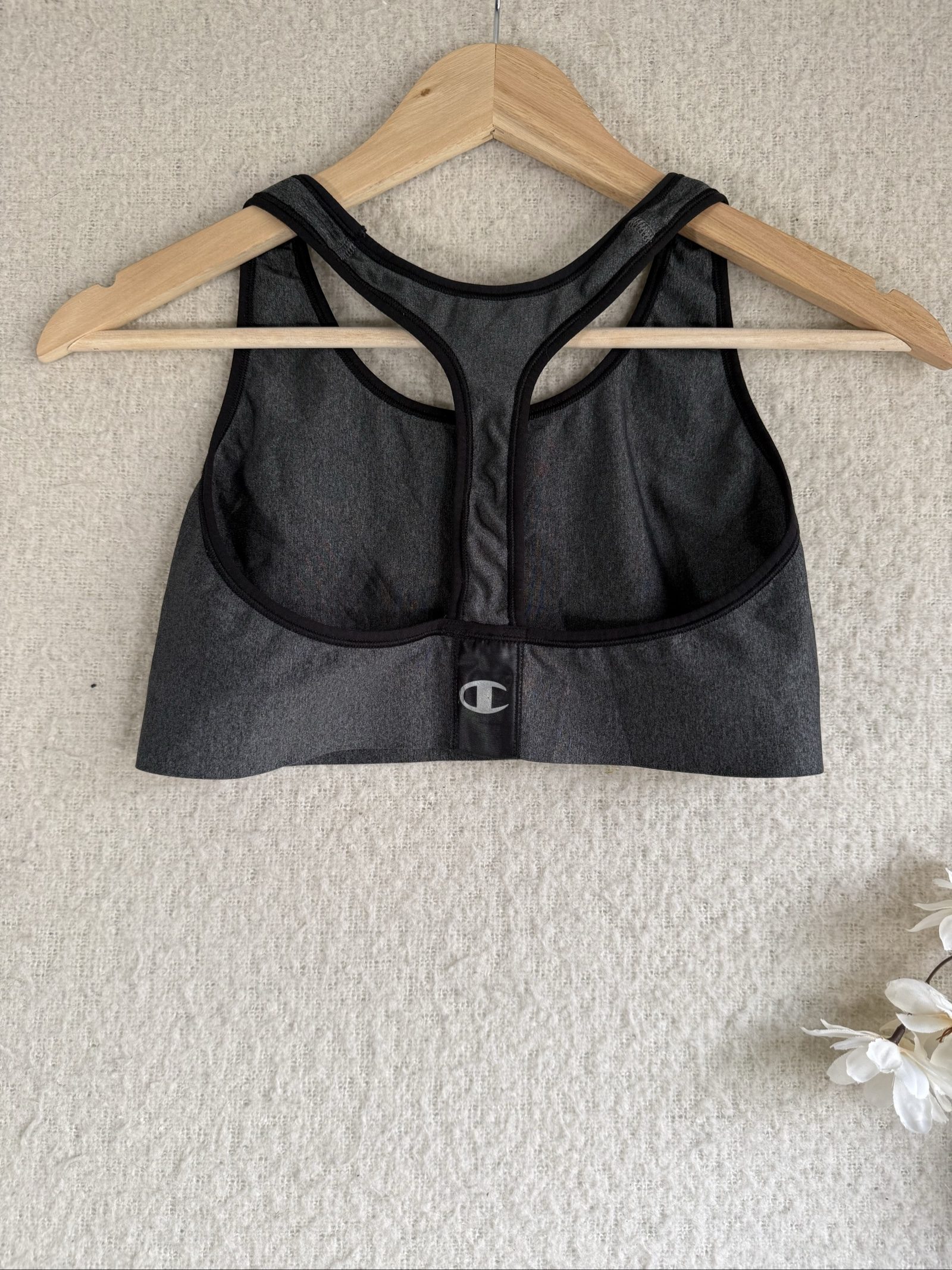 Champion Grey Sports Bra UK Small Racerback Performance Activewear Top image 3