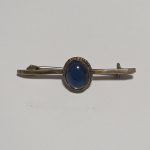 Antique Sterling Silver 1920 Blue Stone Bar brooch