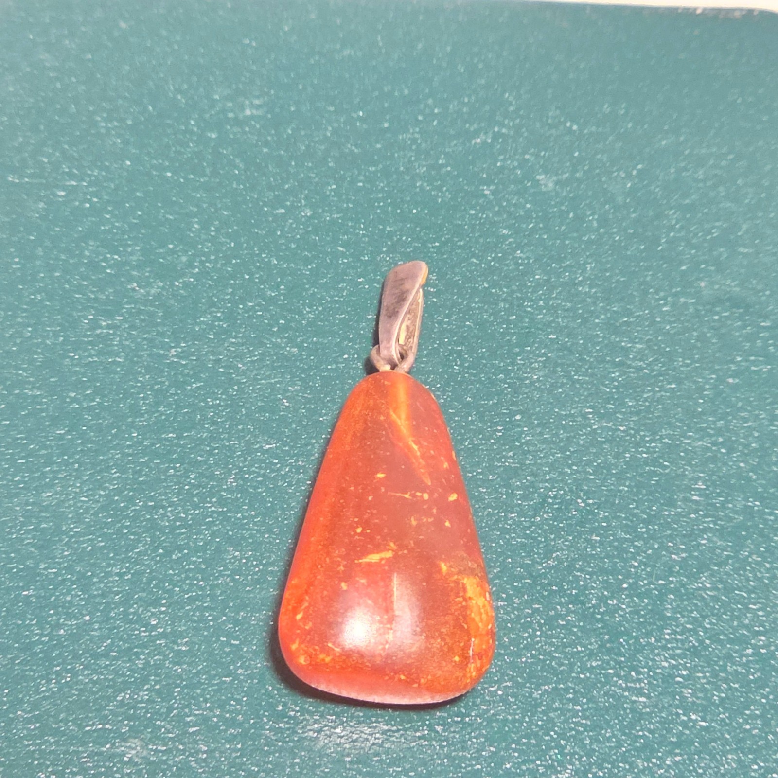 Unbranded Orange Amber Drop Pendant Silver Bail 4 cm