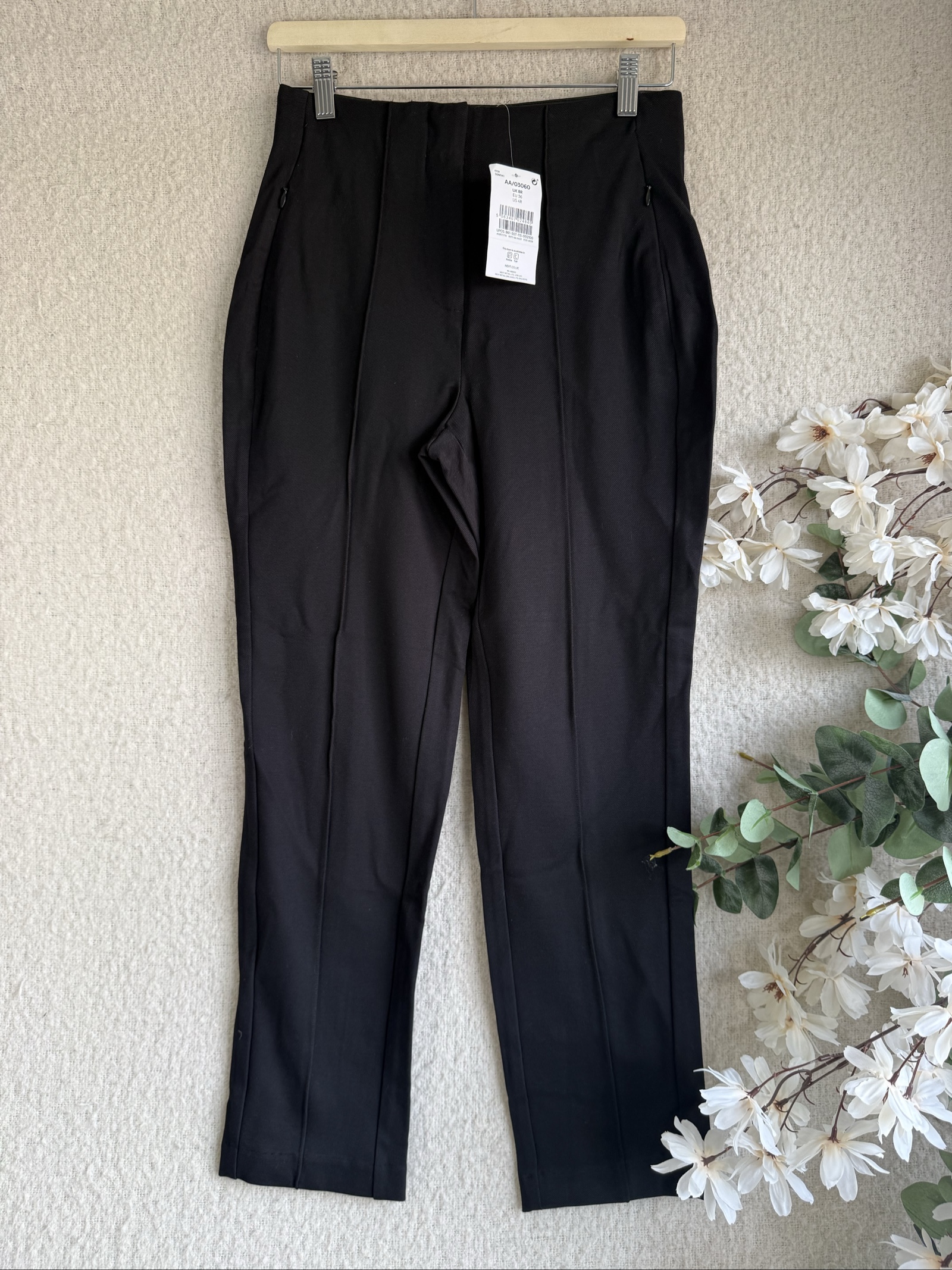 Next Black Tailored Formal Trousers UK 8R Slim Fit Classic Style Workwear