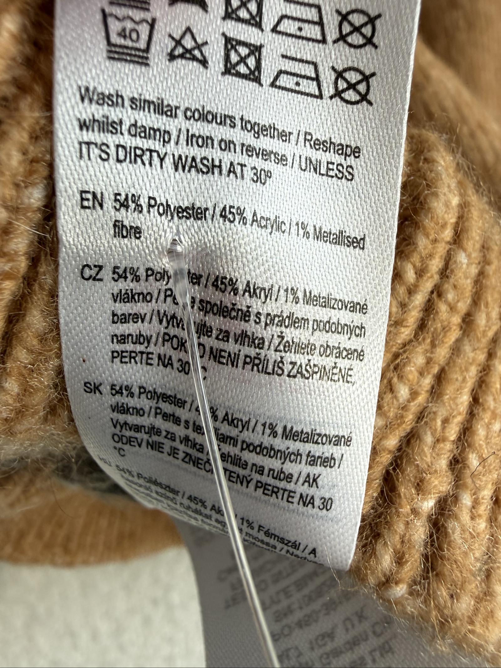F&F Camel & White Fair Isle Knit Jumper UK Large Stylish Winter Sweater image 6