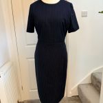 Dorothy Perkins Navy Pinstripe Pencil Dress UK 14 Tall workwear