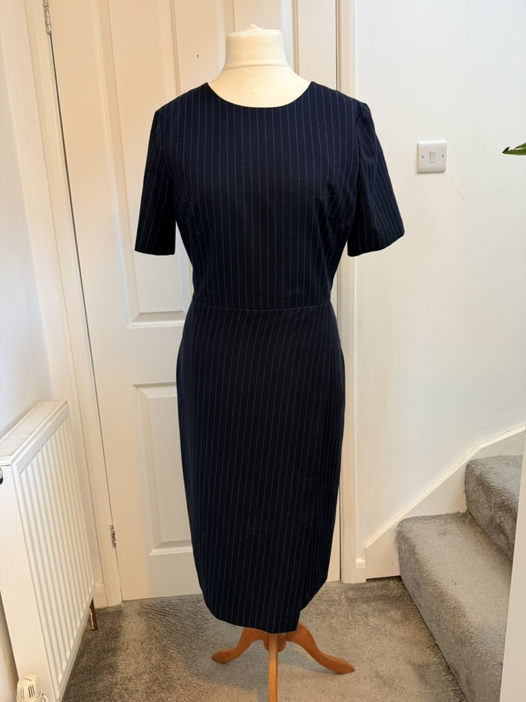 Dorothy Perkins Navy Pinstripe Pencil Dress UK 14 Tall workwear