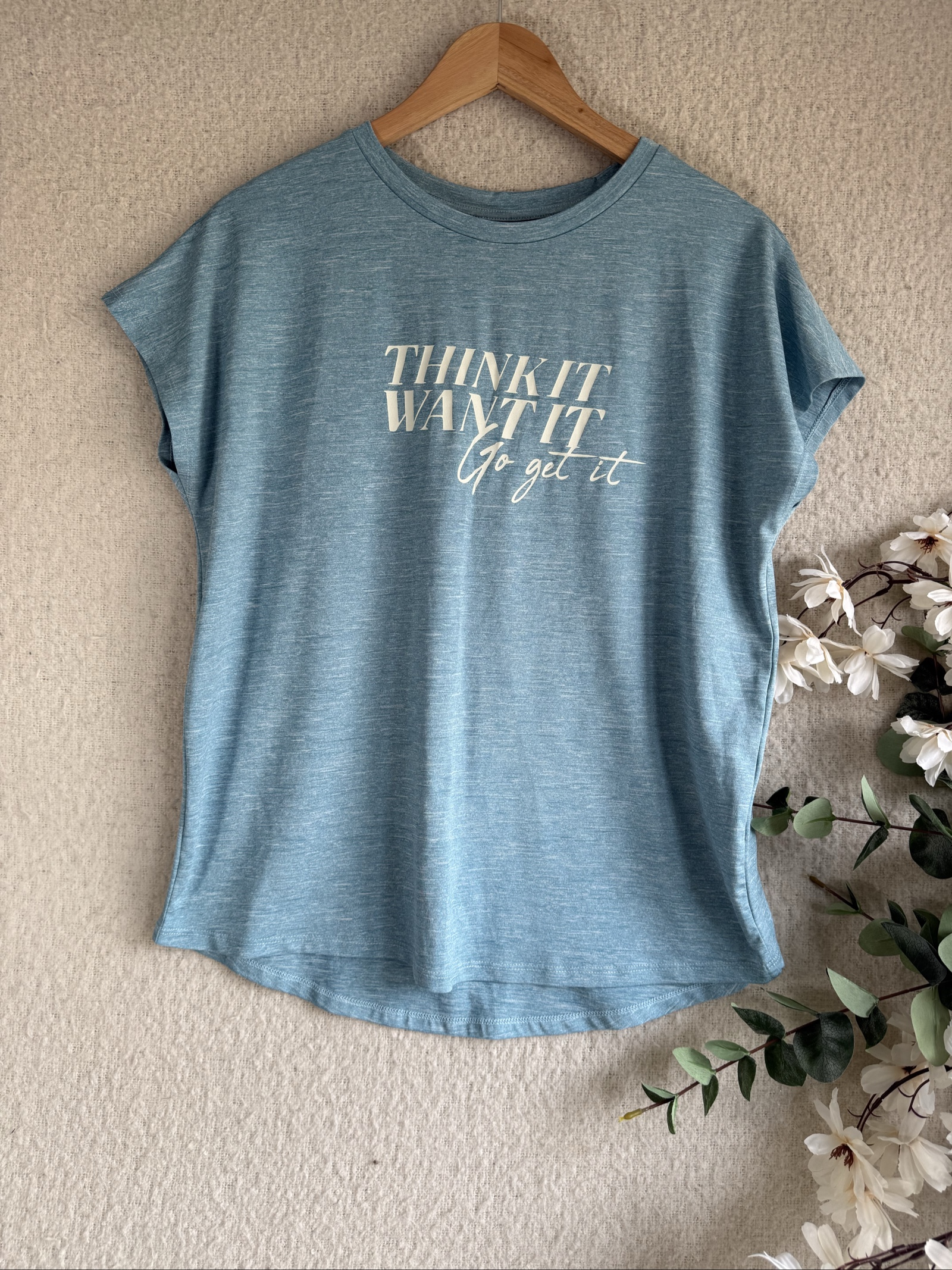 George Blue Casual T-Shirt Medium 12-14 Think It Want It Motivational Top
