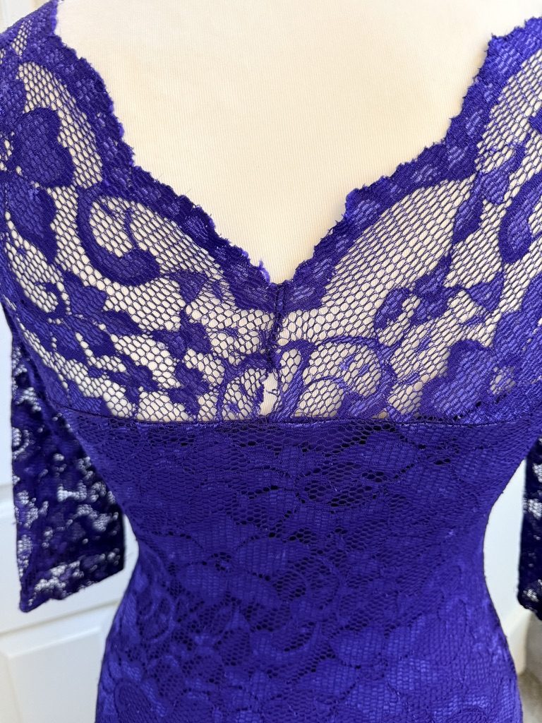 Diamond Purple Lace Bodycon Dress 14 Sheer Sleeve image 8