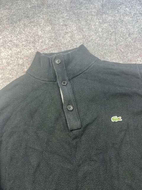 Lacoste Black Knit Quarter Button Sweater 4 image 3