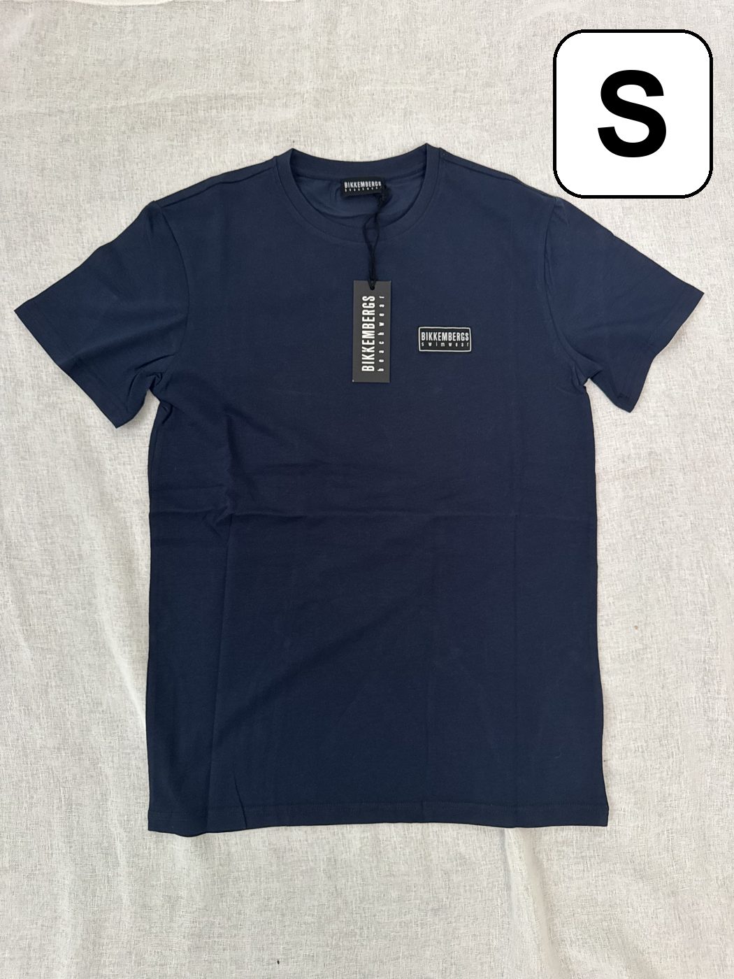 Camiseta Bikkembergs Swimwear – Azul marino, talla S, nueva